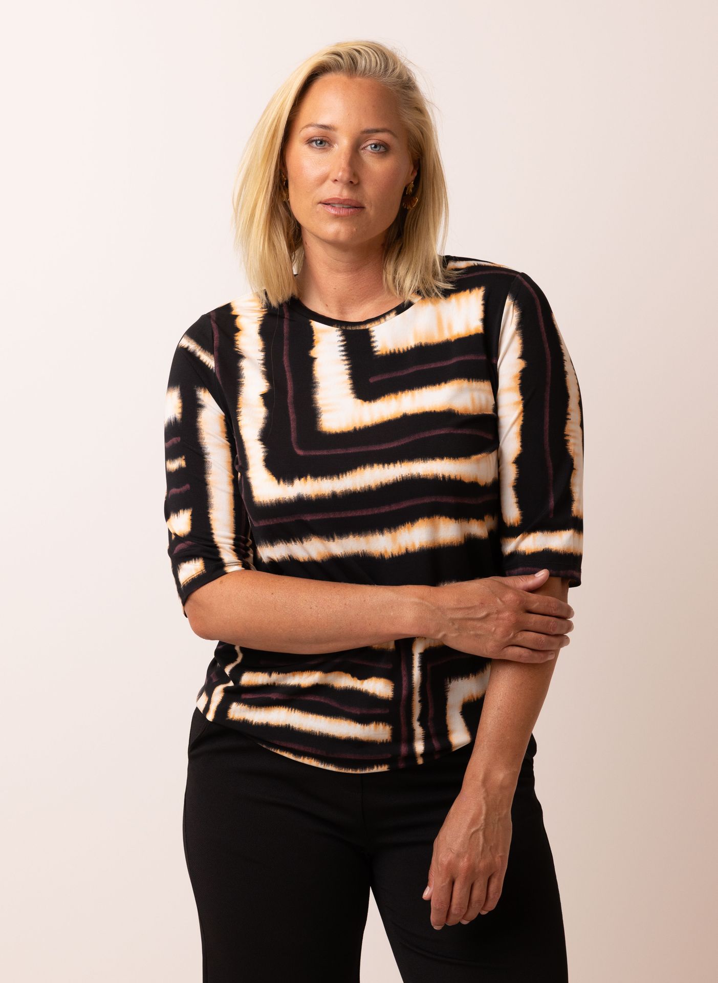 Norah Meerkleurige shirt met stretch black multicolor 217597-020-38