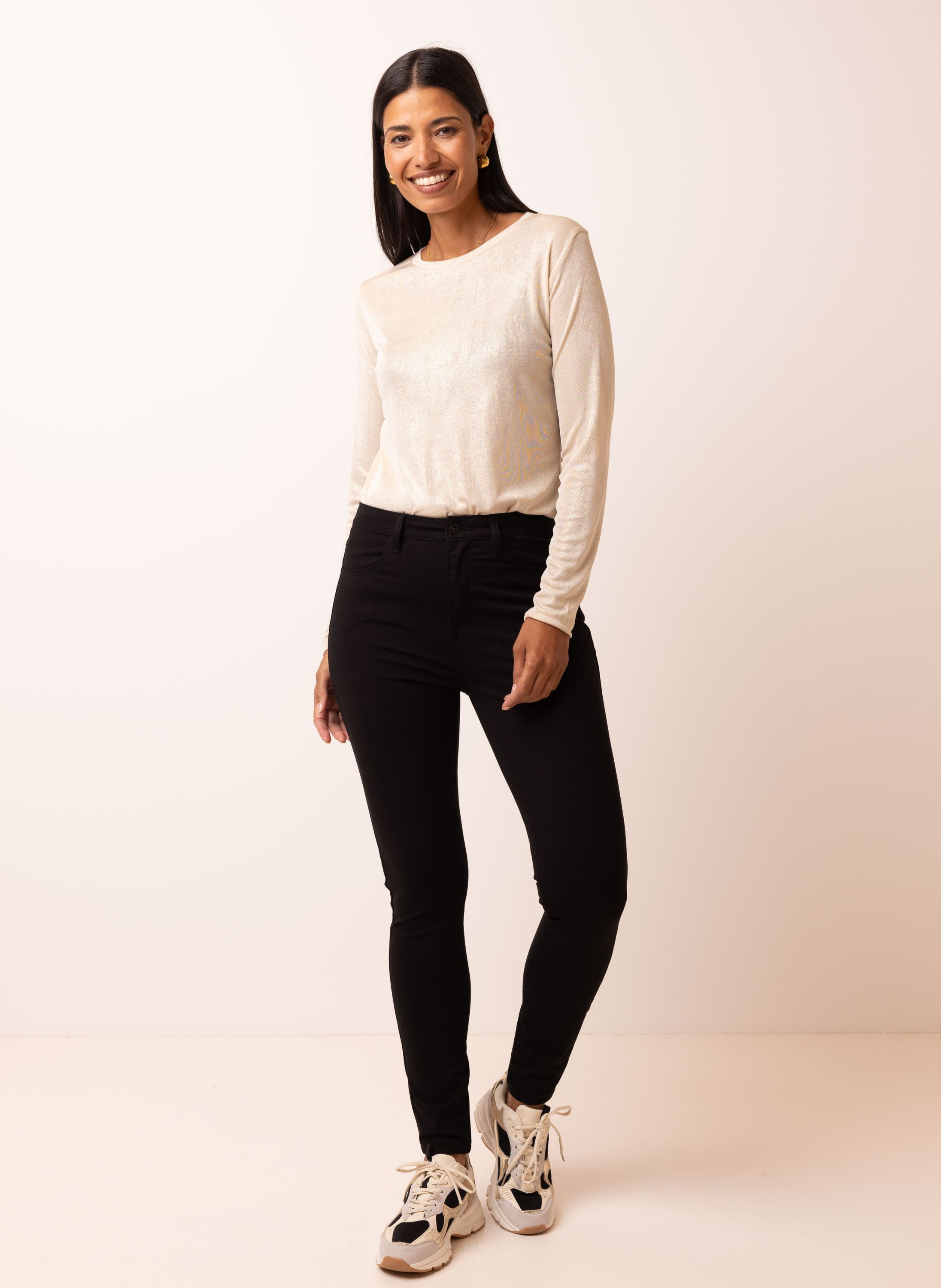 Norah Champagnekleurig shirt met glans champagne 217598-103-48