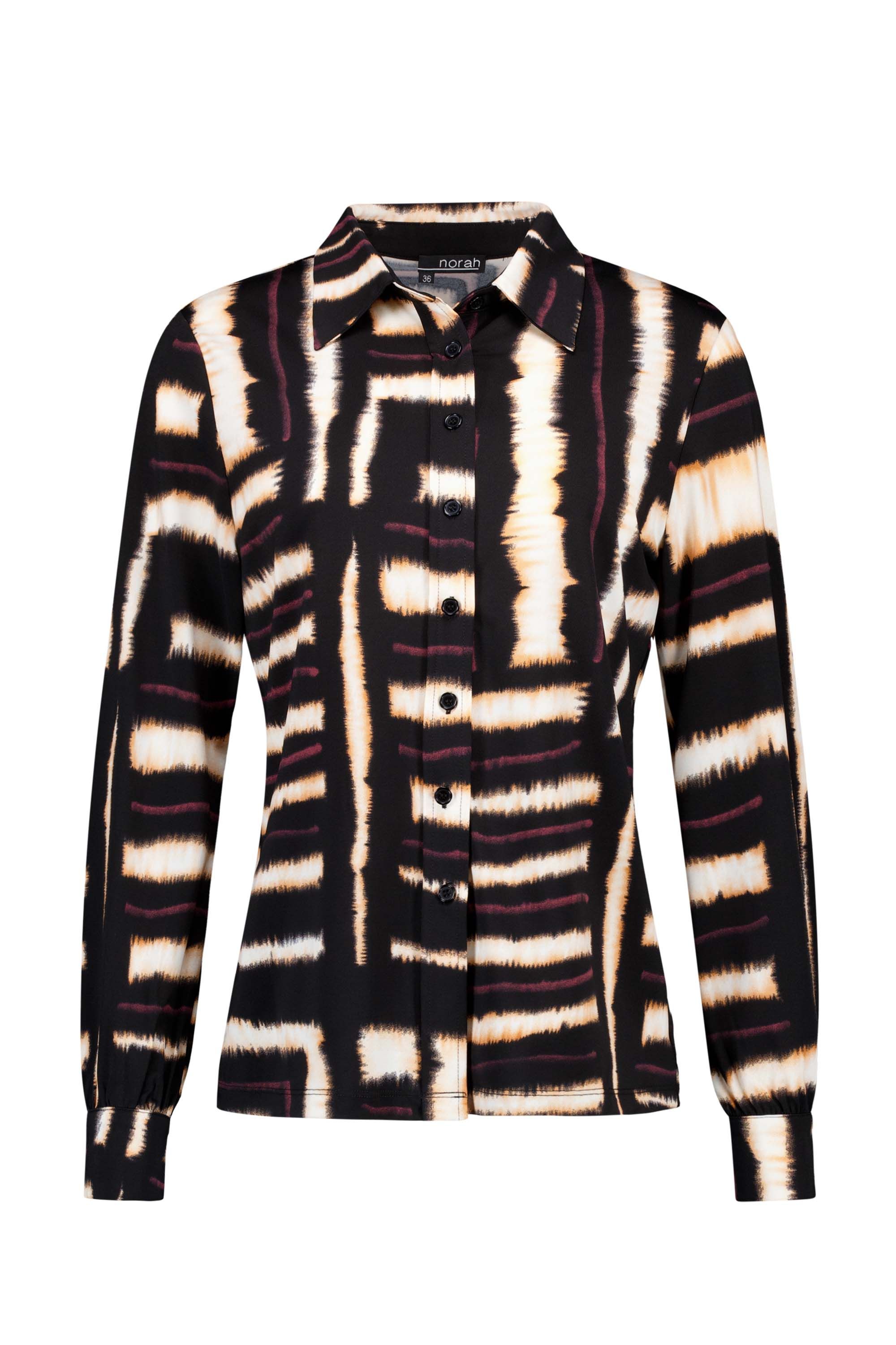 Norah Meerkleurige blouse met klassieke kraag black multicolor 217599-020-40