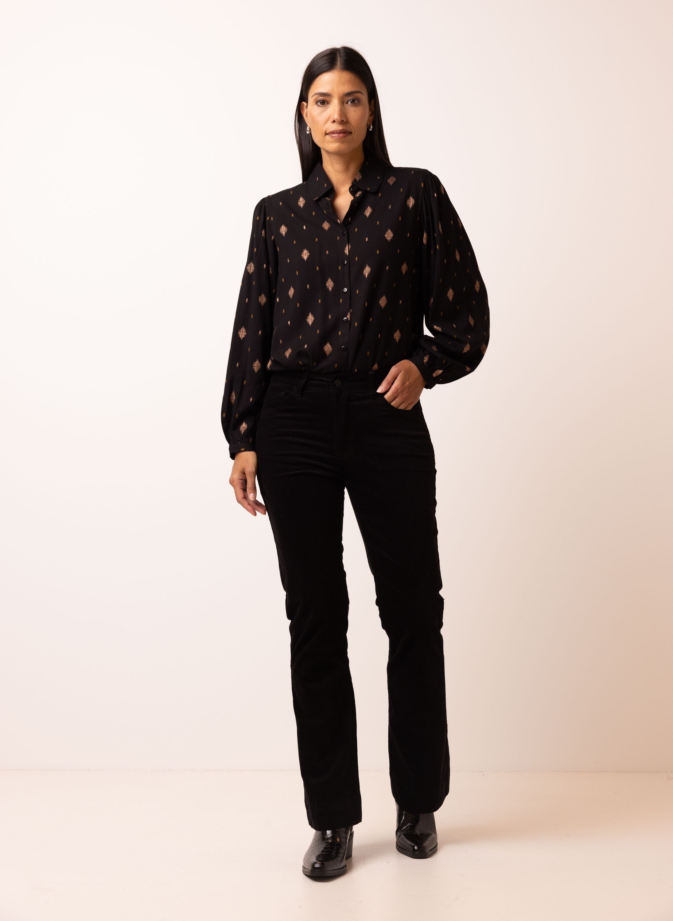 Norah Flora jeans | Flared | Zwart | Velvet | L32 black 217613-001-36