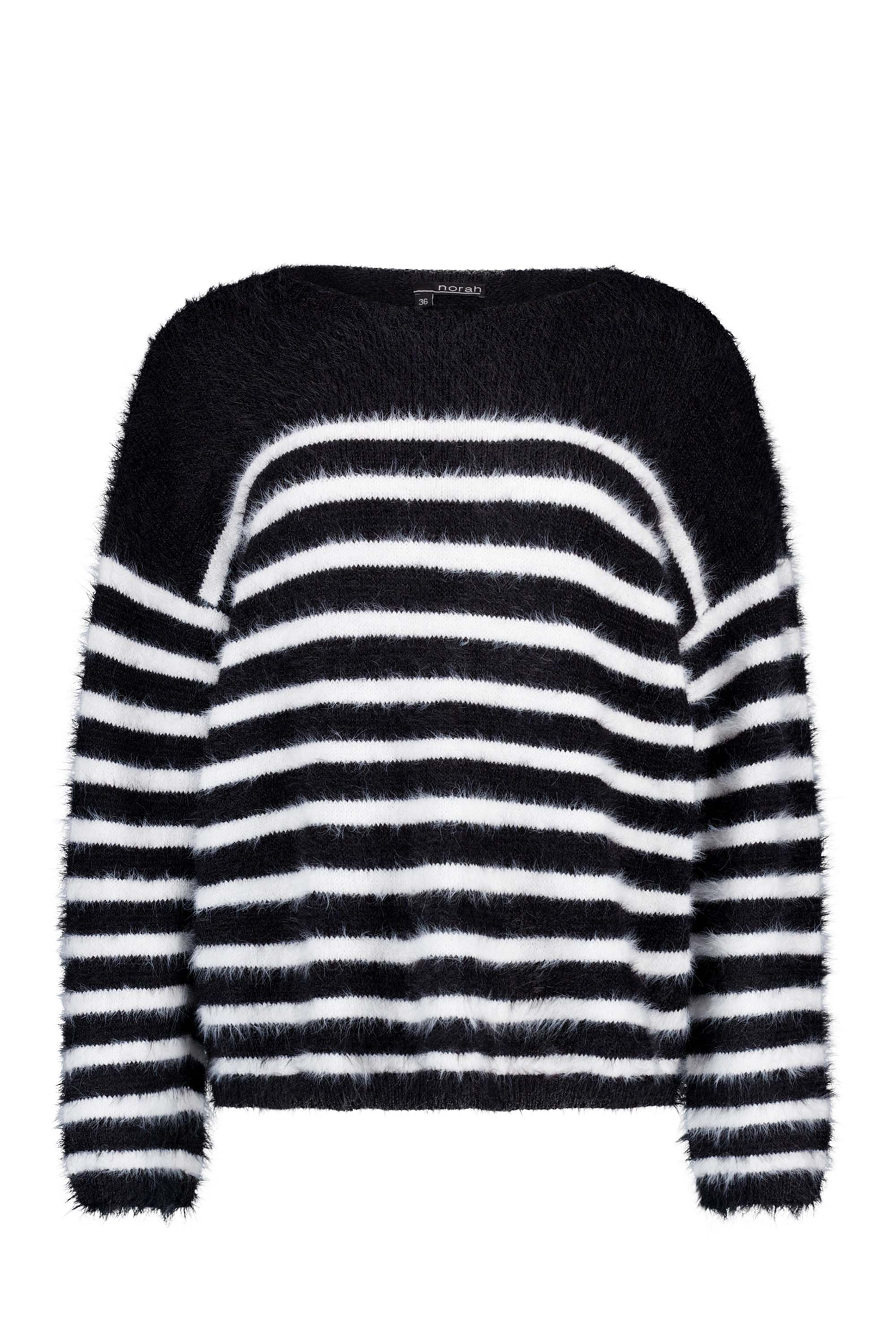 Norah Zwart/wit zachte gestreepte trui black/white 217616-031-48 Norah Zwart/wit zachte gestreepte trui black/white 217616-031-48