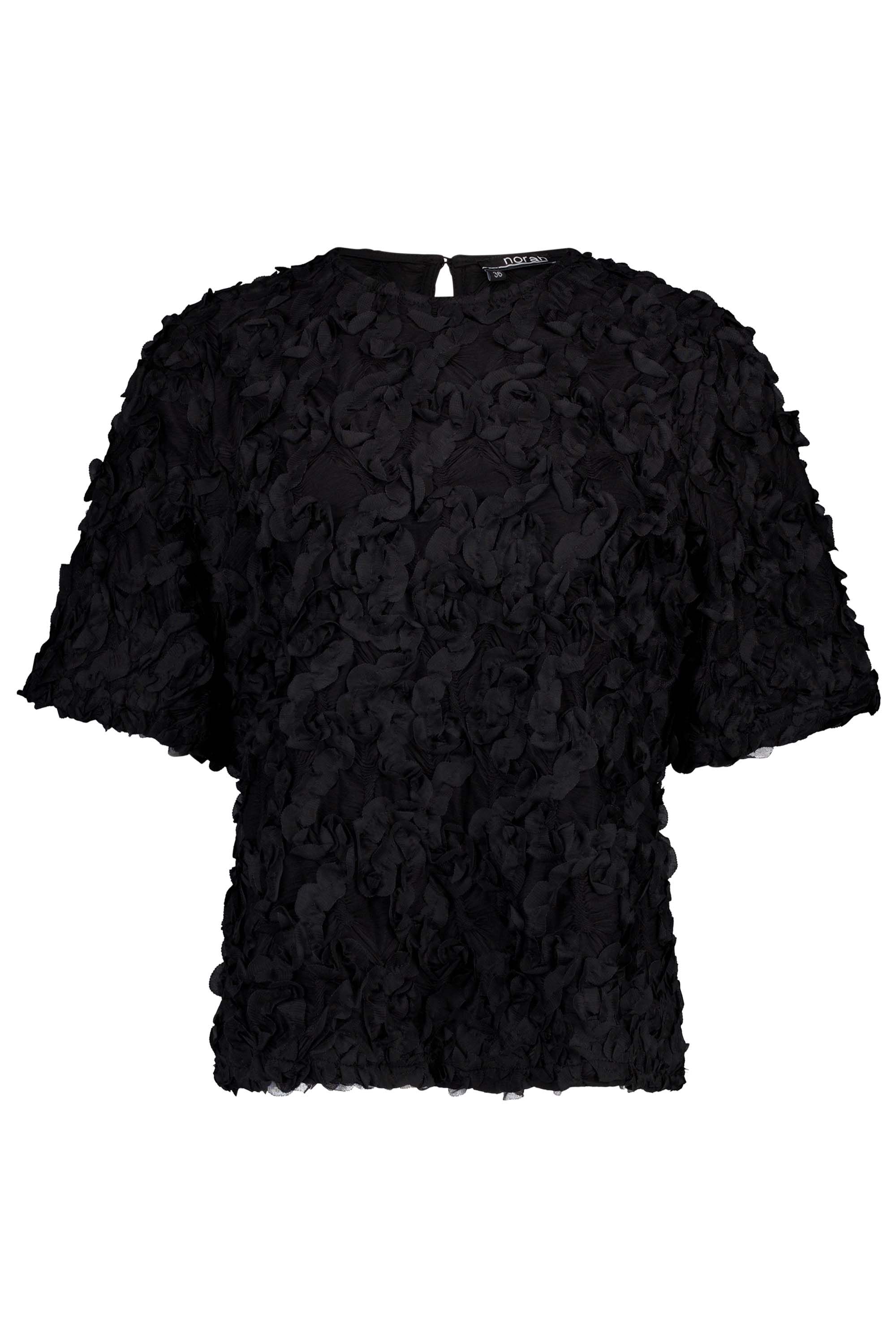 Norah Zwart shirt met bloemenstructuur black 217621-001-34