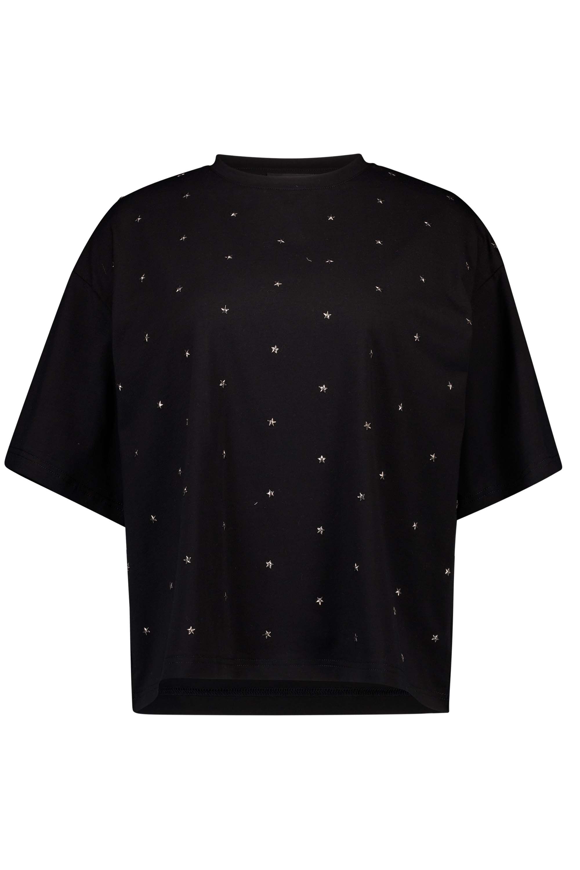 Norah Zwart shirt met zilverkleurige sterren studs black 217622-001-40