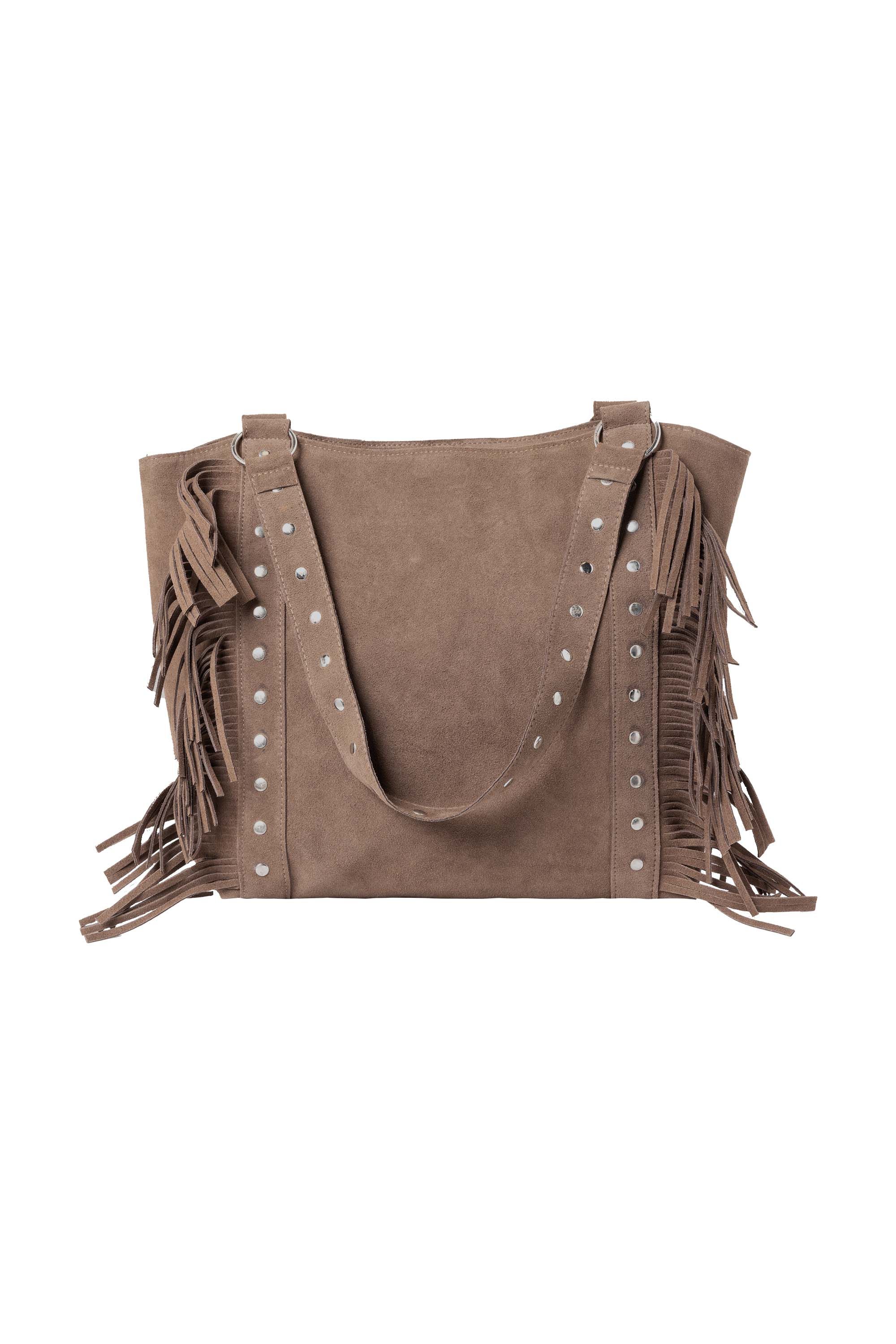 Norah Bruine tas met studs en franjes dark brown 217627-299-ONE