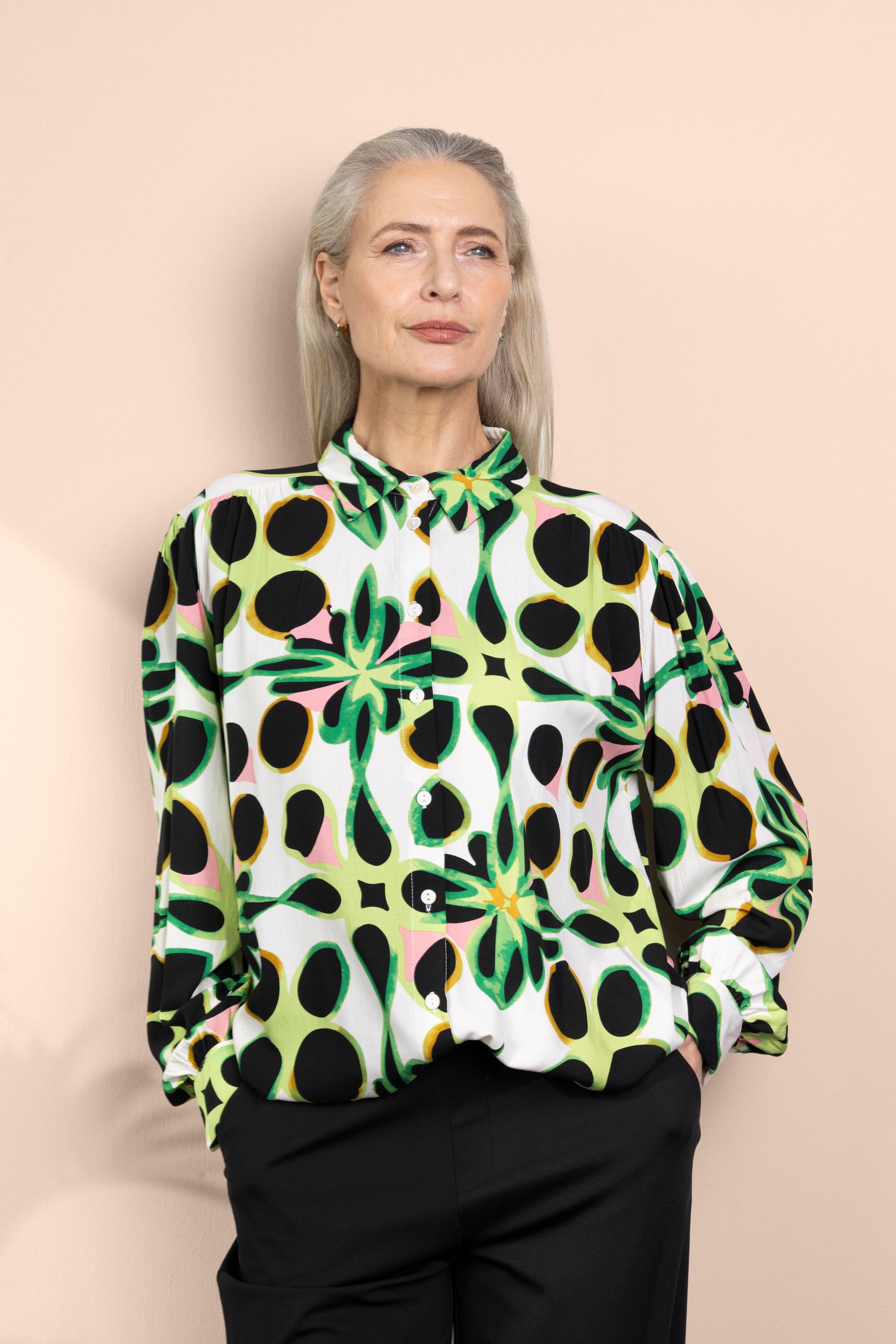Norah Blouse met grafische print green multicolor 217630-520-38