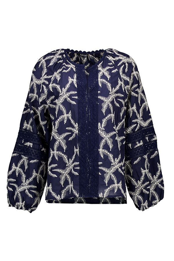 Norah Donkerblauwe blouse met borduursels dark blue 217631-499-34