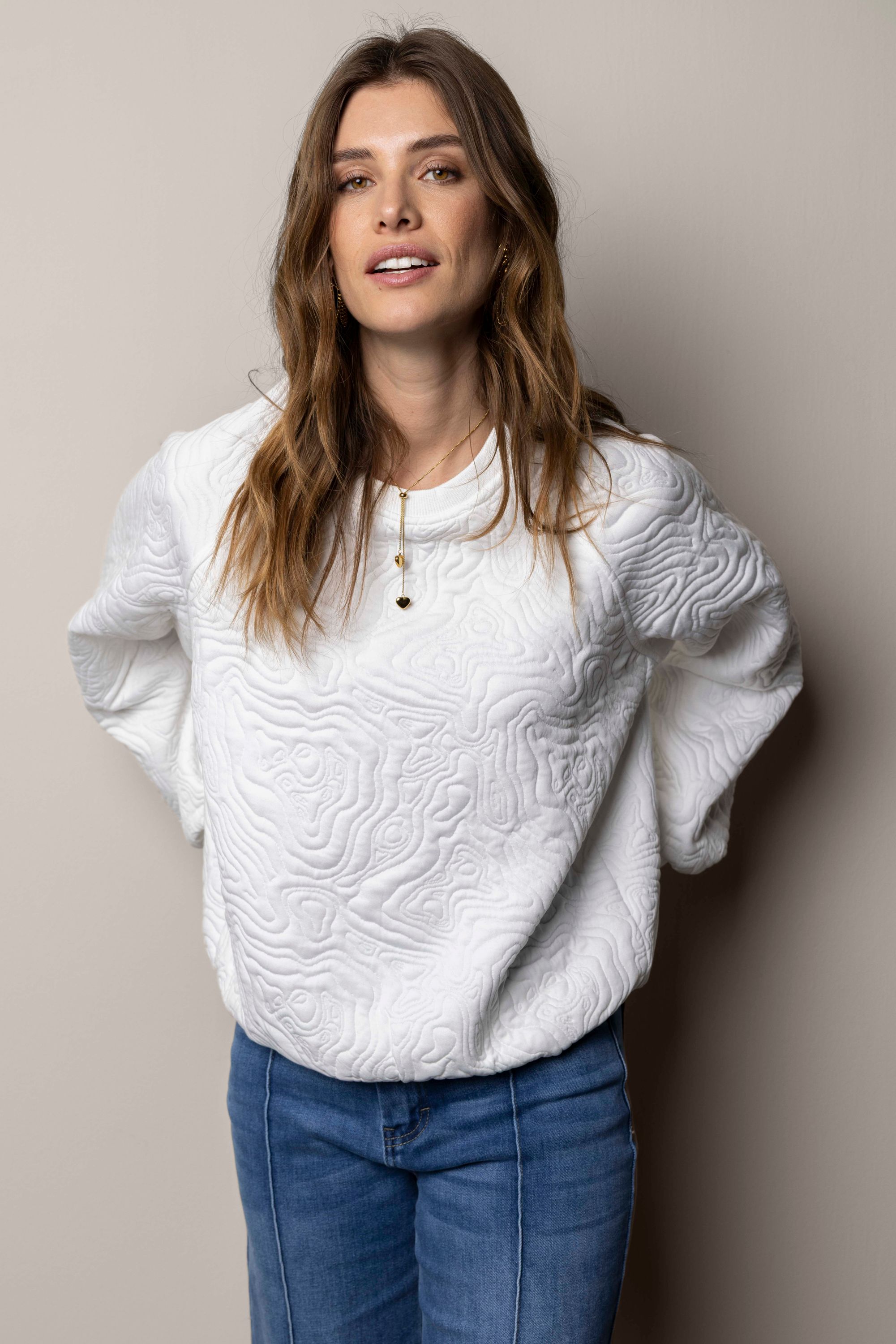 Norah Off-white sweater met structuur off-white 217632-101-40