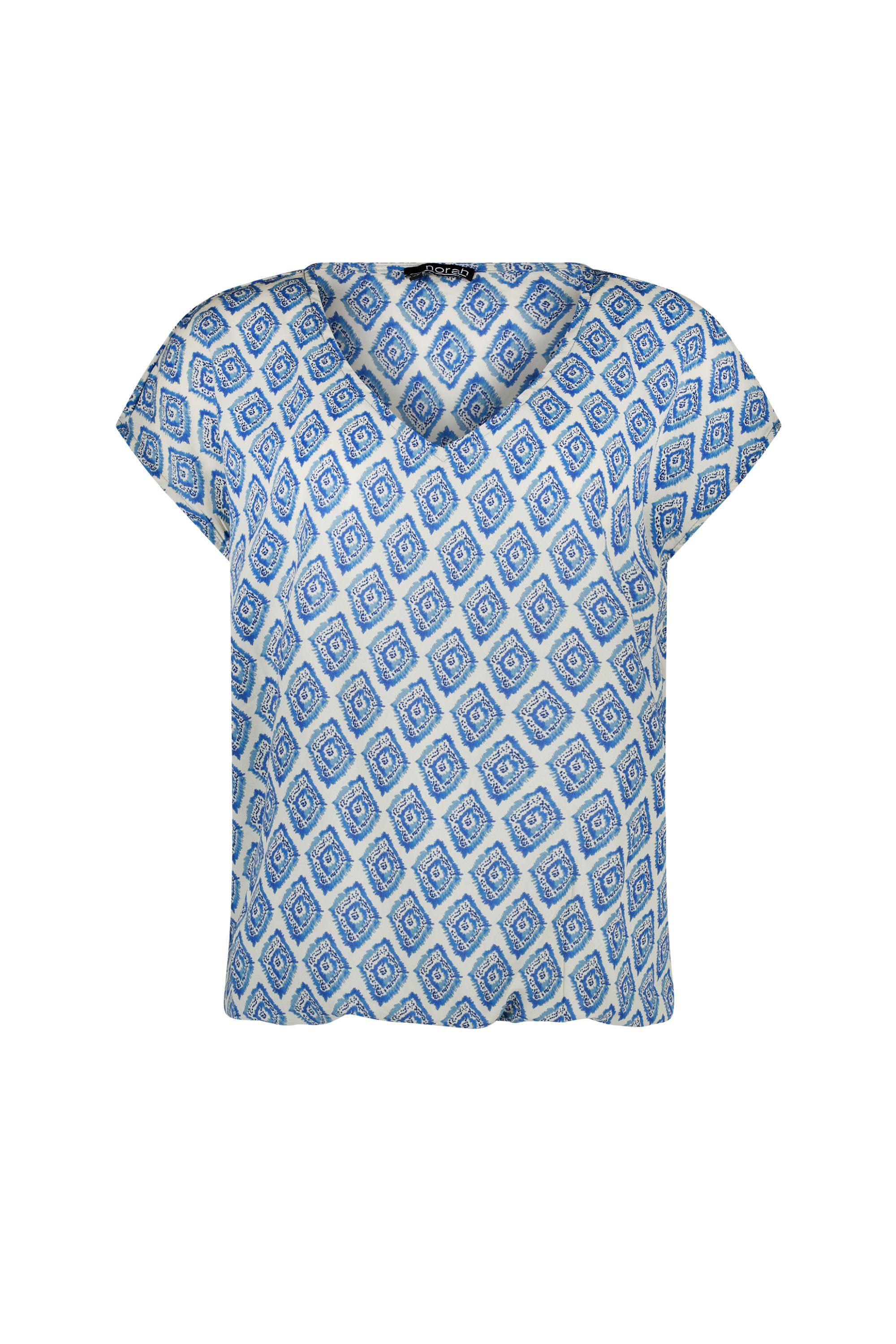 Norah Ecru/blauw shirt met grafische print blue/ecru 217634-441