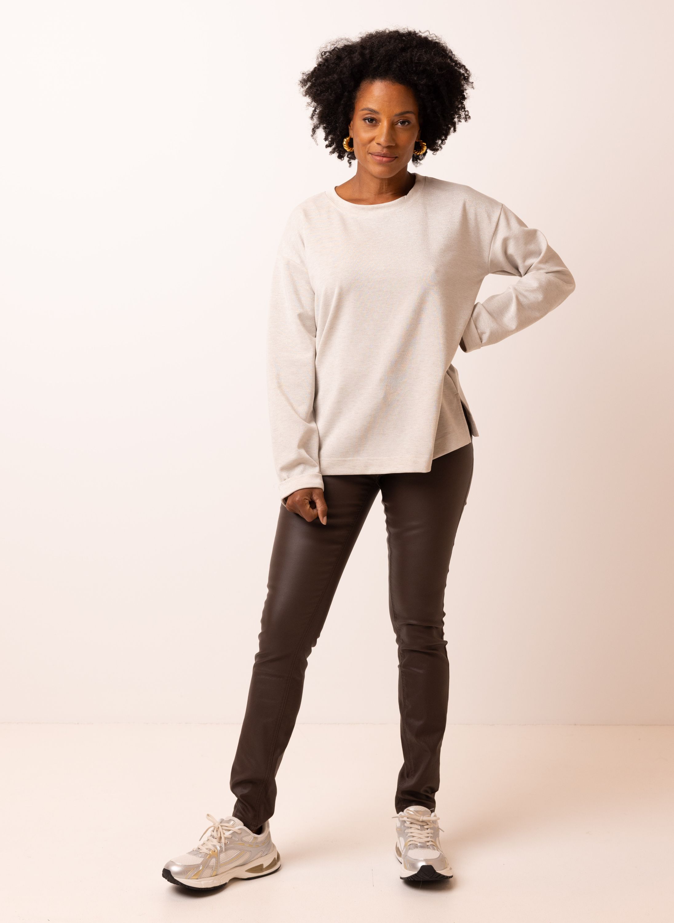 Norah Champagnekleurig shirt met splitten champagne 217643-103-34