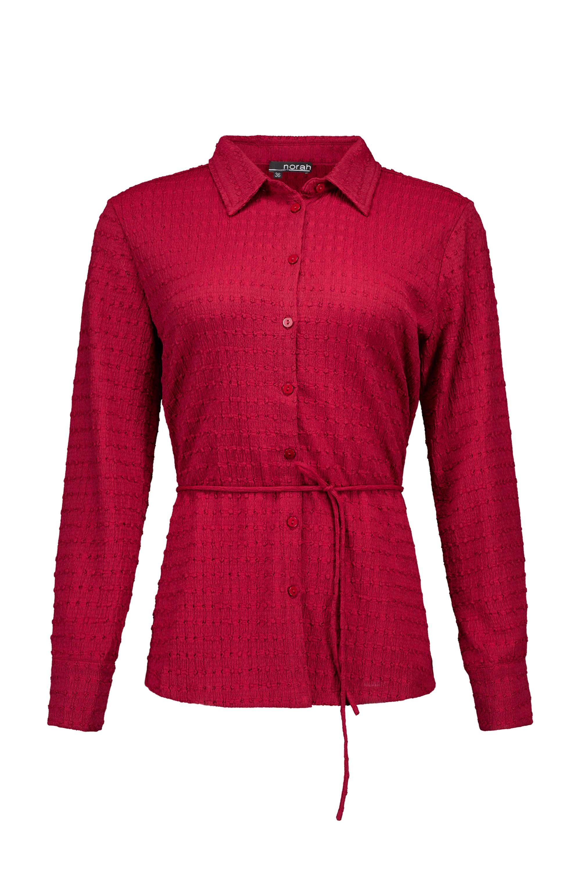Norah Bordeauxrode blouse met structuur wine red 217644-697-34 Norah Bordeauxrode blouse met structuur wine red 217644-697-34