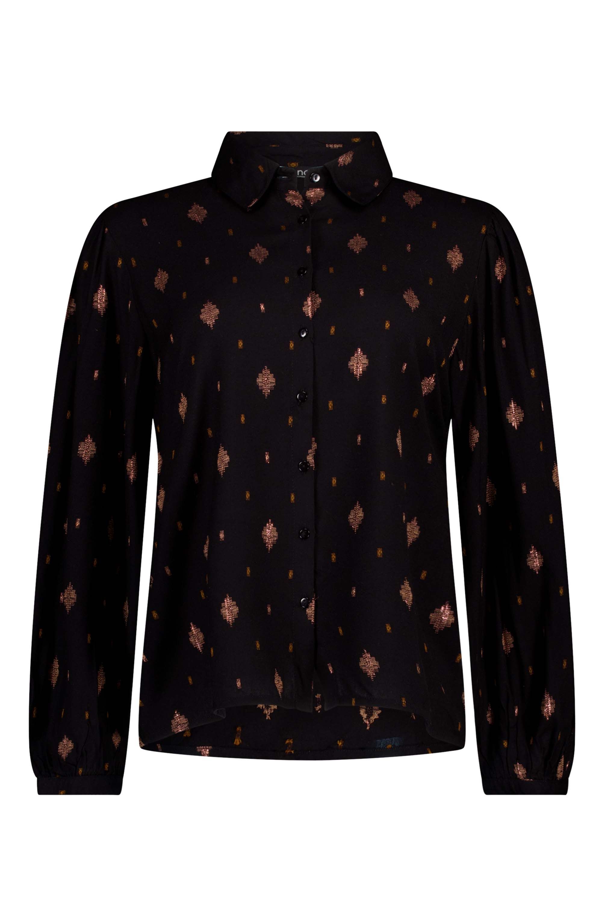 Norah Zwarte blouse met bronskleurige details bronze/black 217675-311-38
