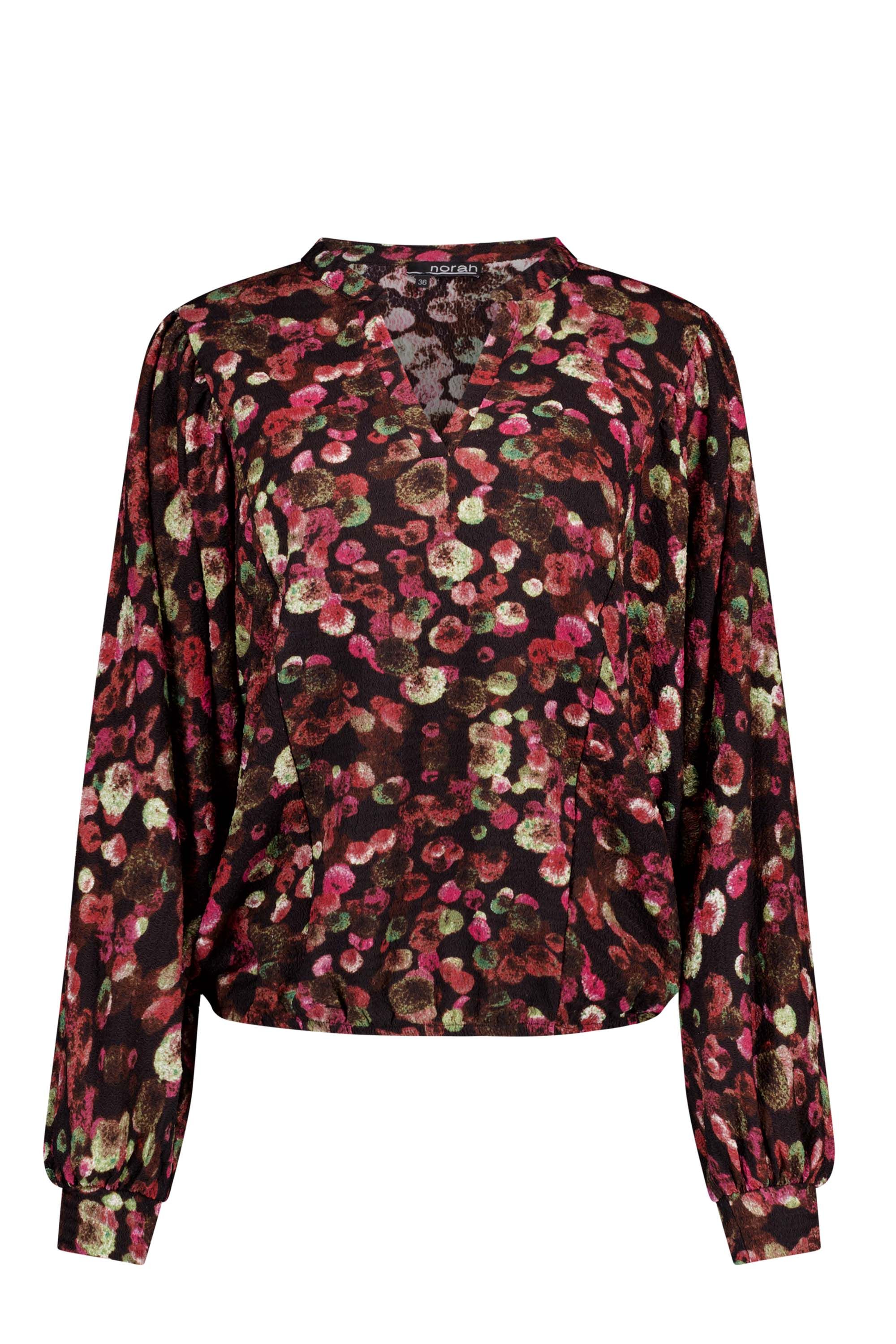 Norah Zwart shirt met grafische print black multicolor 217677-020-34