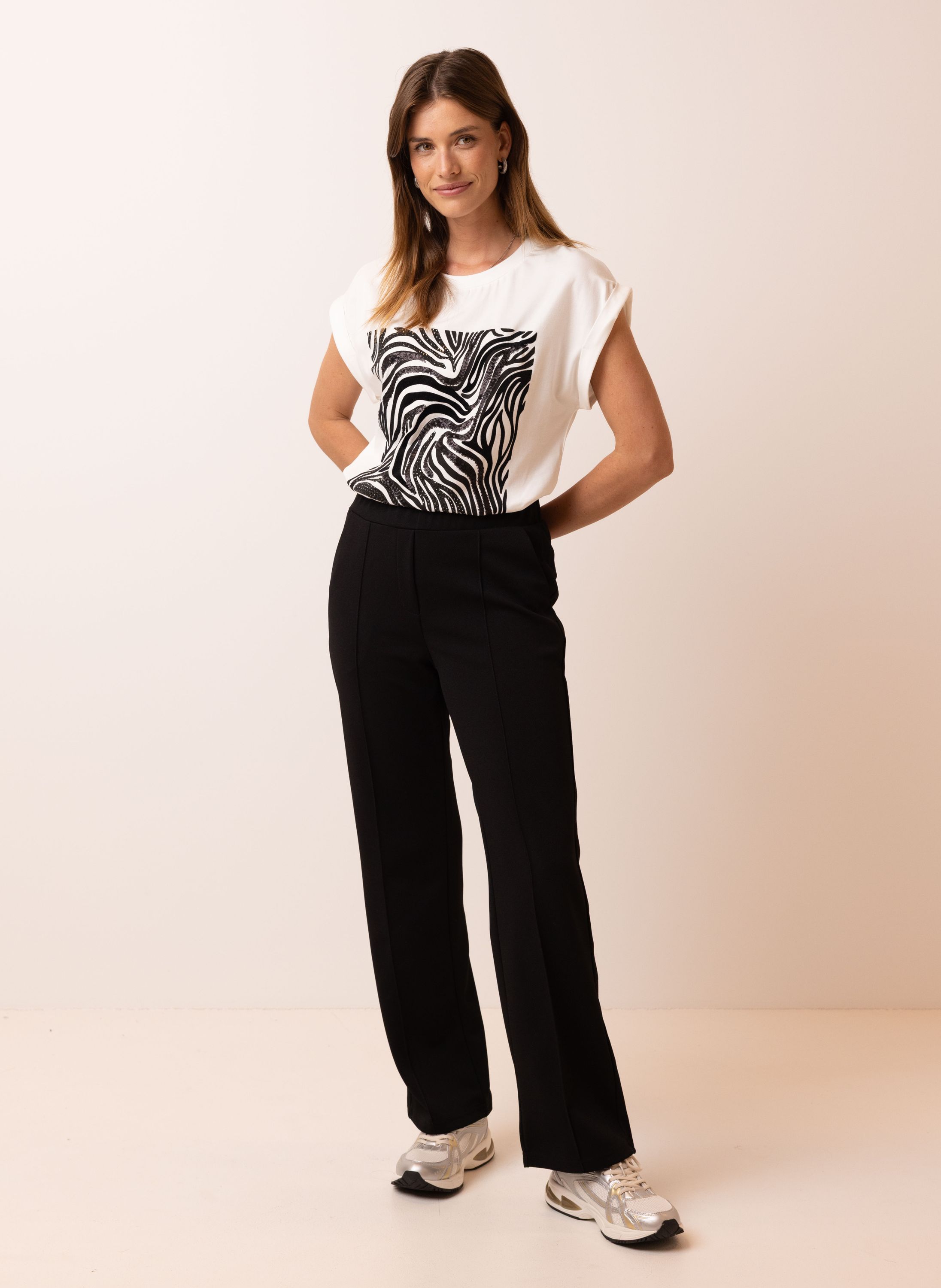 Norah Wit shirt met zebra dessin ecru/black 217678-170-42