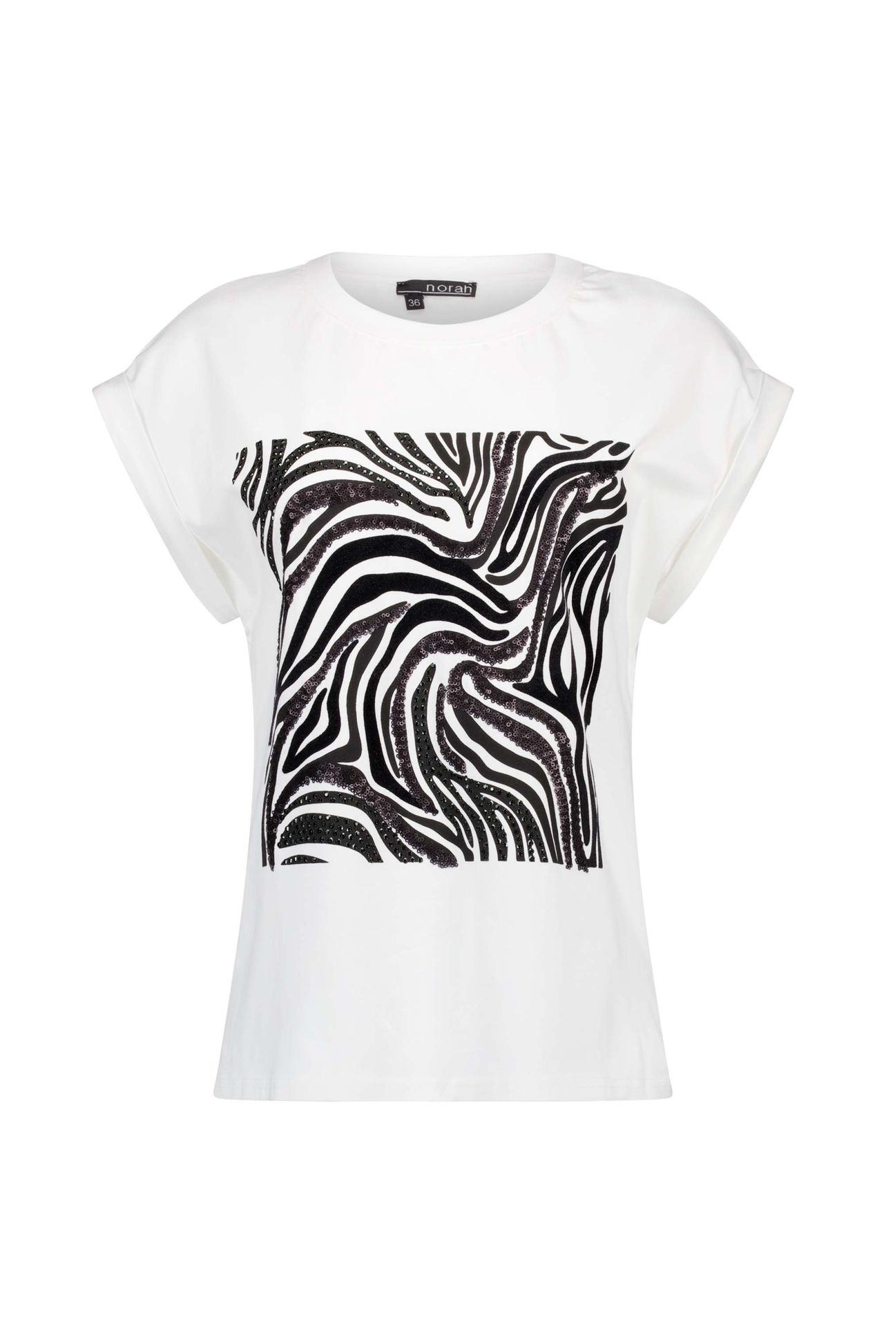 Norah Wit shirt met zebra dessin ecru/black 217678-170-42