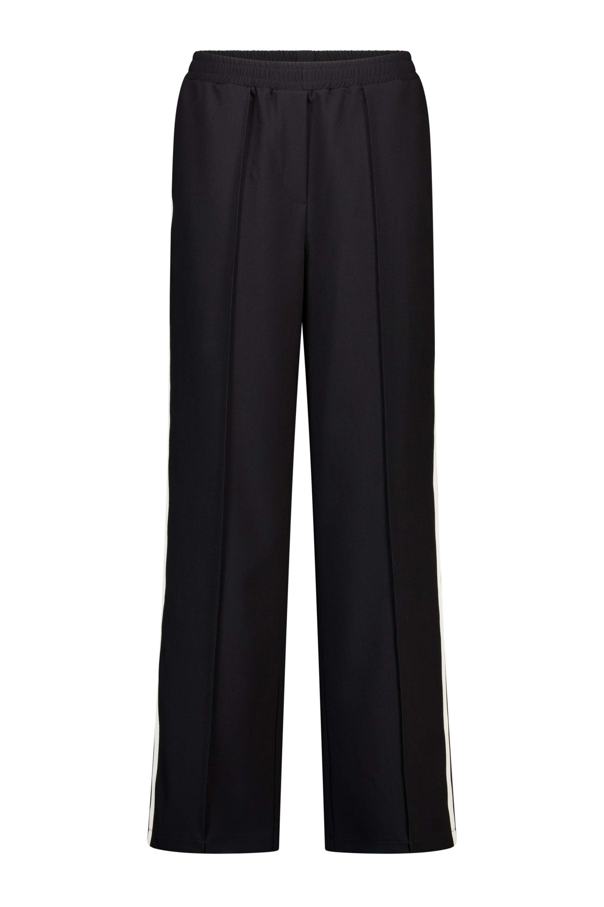 Norah Zwarte rechte broek met witte bies black 217683-001-34 Norah Zwarte rechte broek met witte bies black 217683-001-34