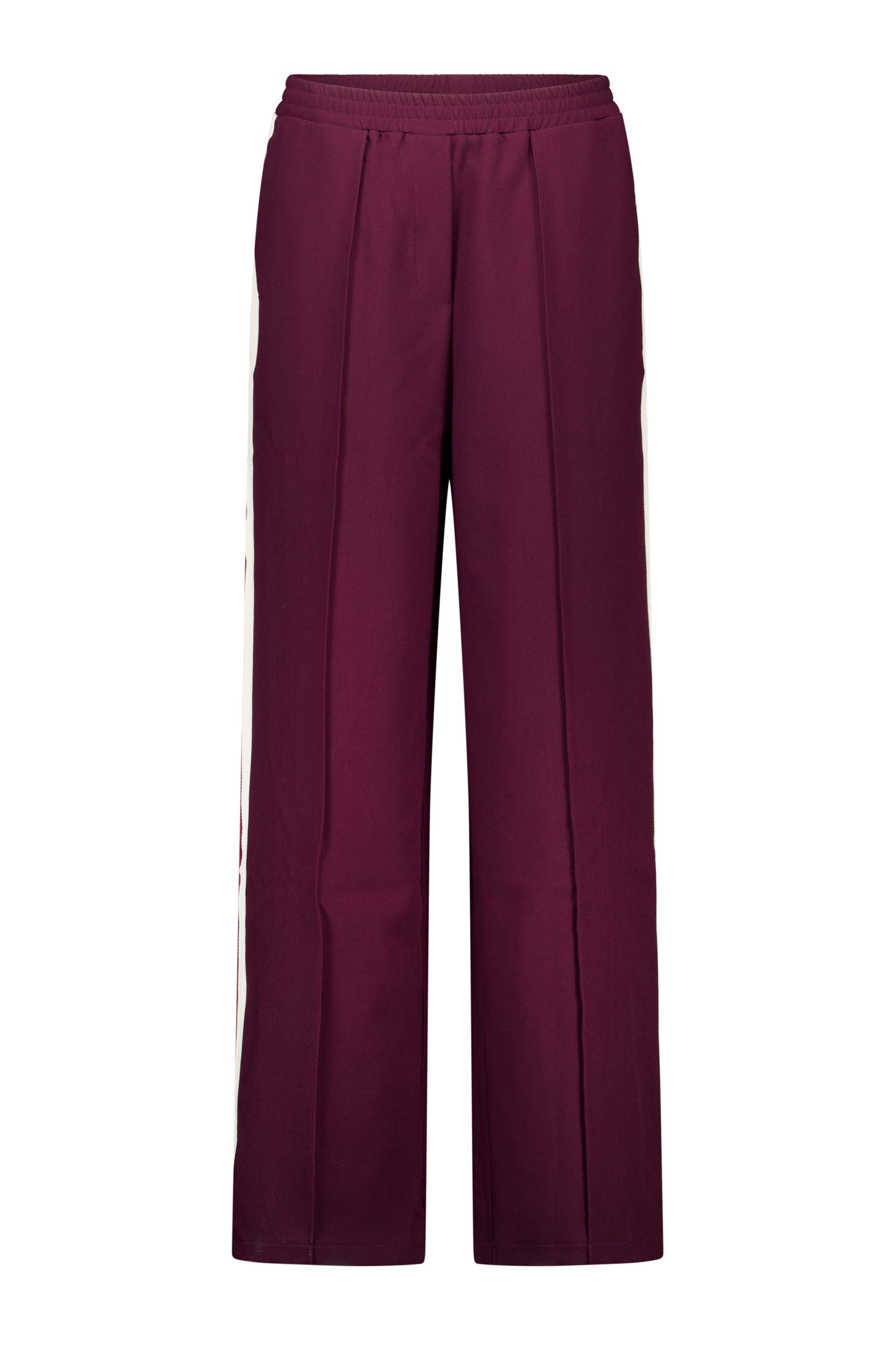 Norah Bordeaux rechte broek met witte bies wine red 217683-697-34