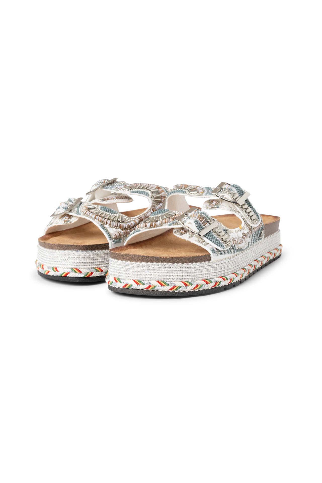 Norah Groene slipper met steentjes silver 217708-099-42