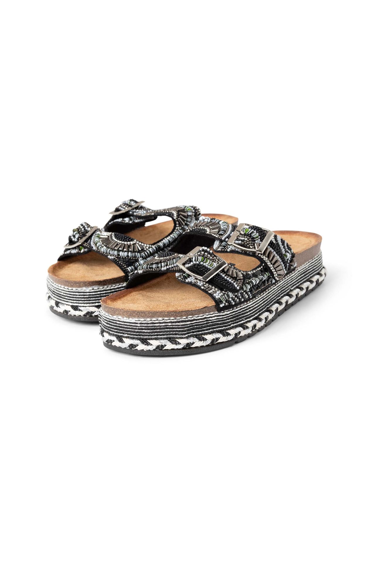 Norah Zwarte slipper met steentjes black multicolor 217710-020-38
