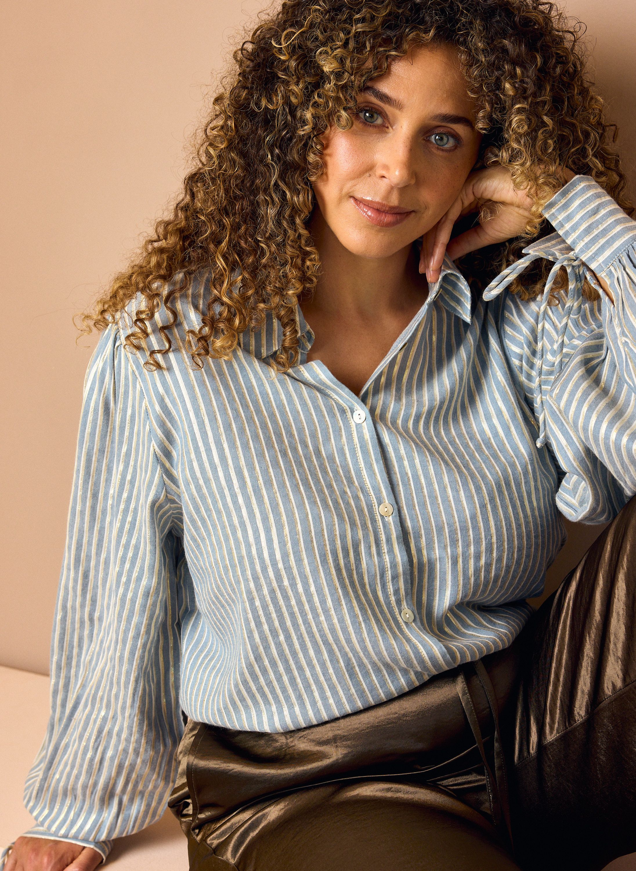 Norah Blauw/wit gestreepte blouse blue/white 217723-431