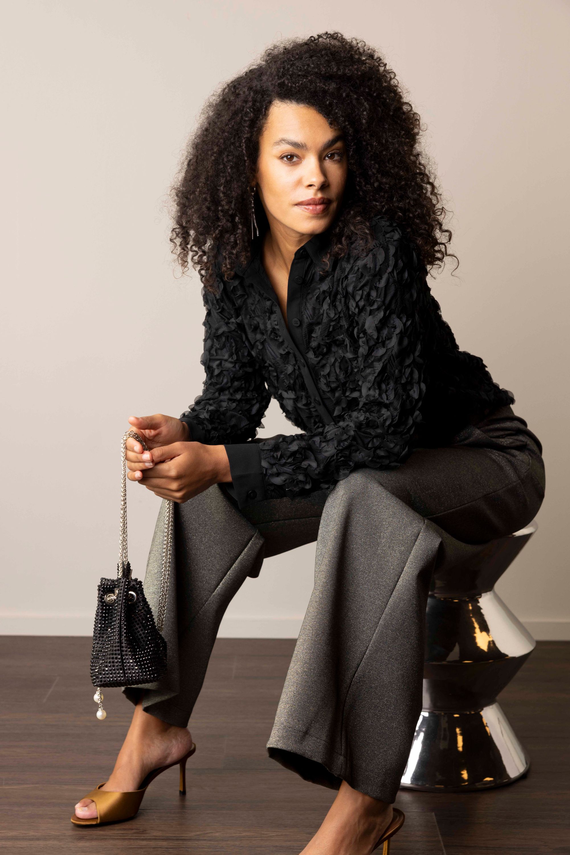 Norah Zwarte blouse met structuur black 217726-001-38