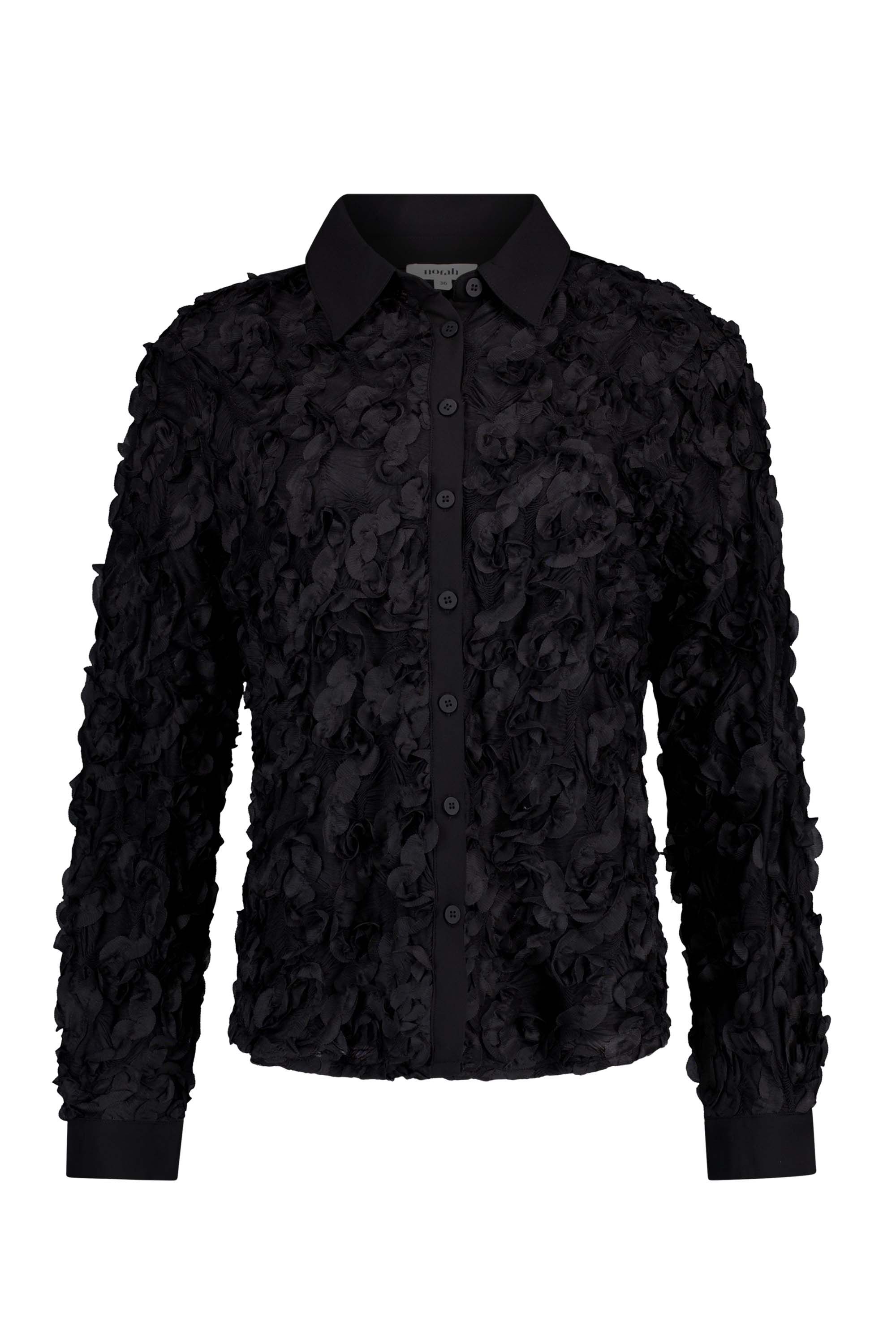 Norah Zwarte blouse met structuur black 217726-001-38