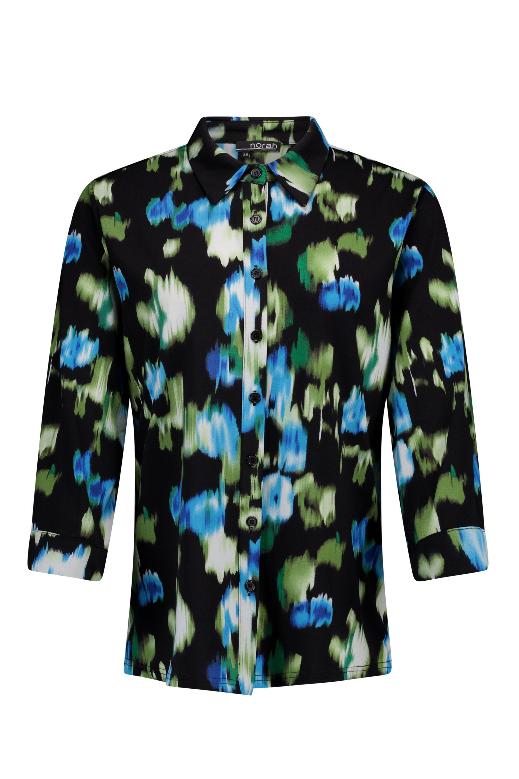 Norah Zwarte blouse met grafische print black multicolor 217727-020