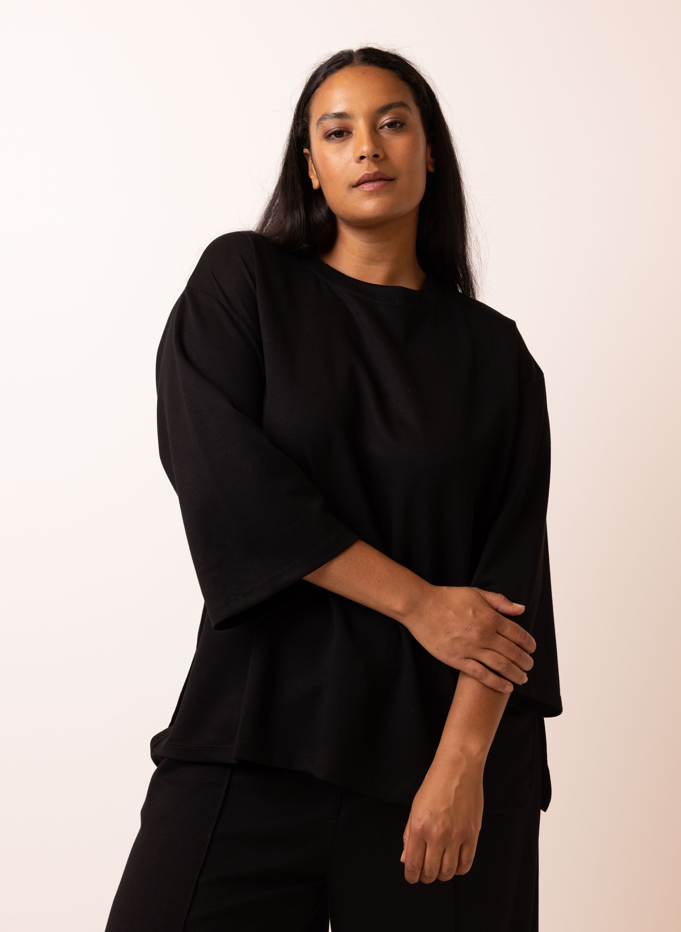 Norah Zwart shirt met ruime pasvorm black 217729-001-42