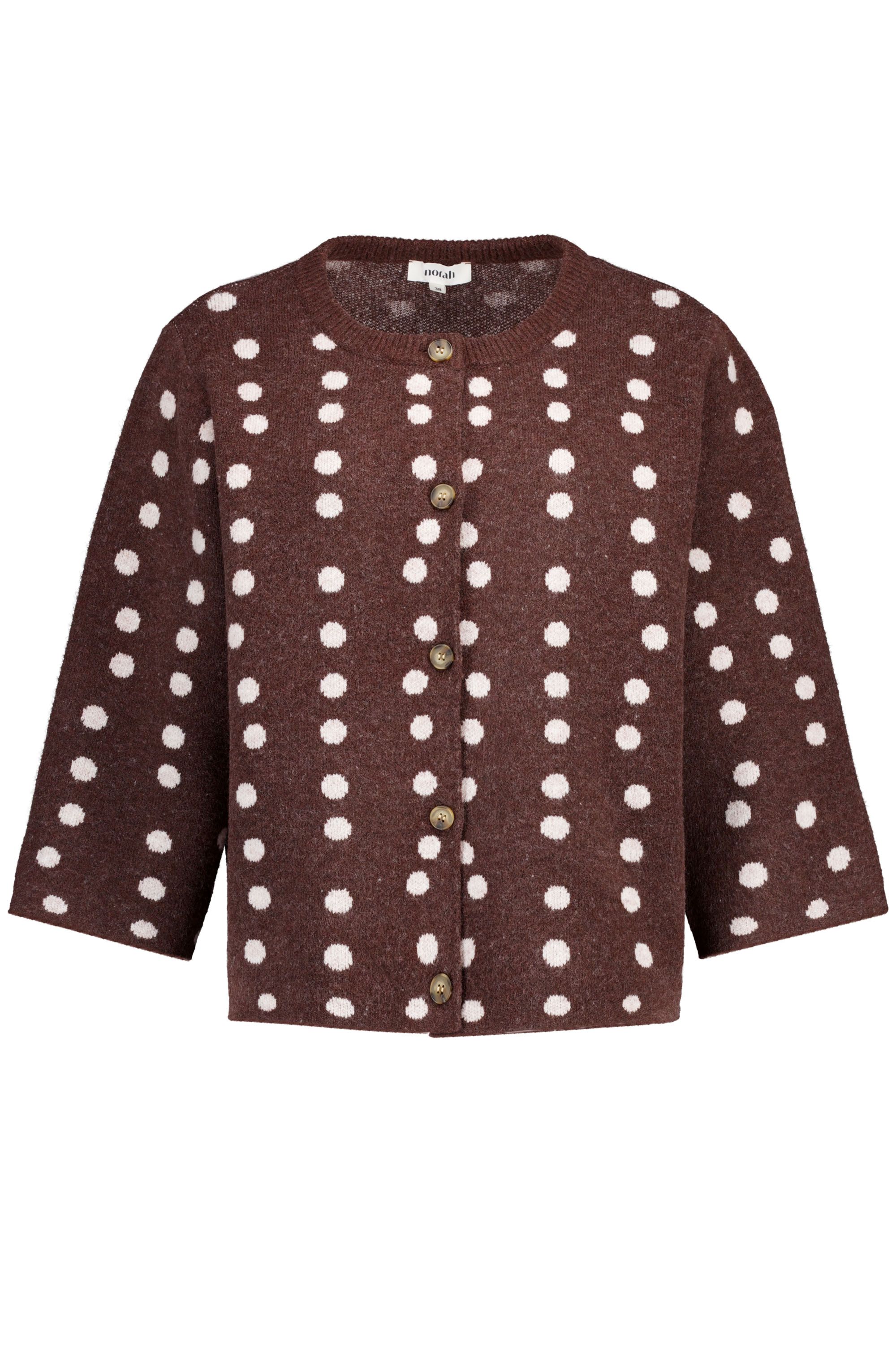 Norah Bruin gebreid vest met polkadots brown/ecru 217731-241