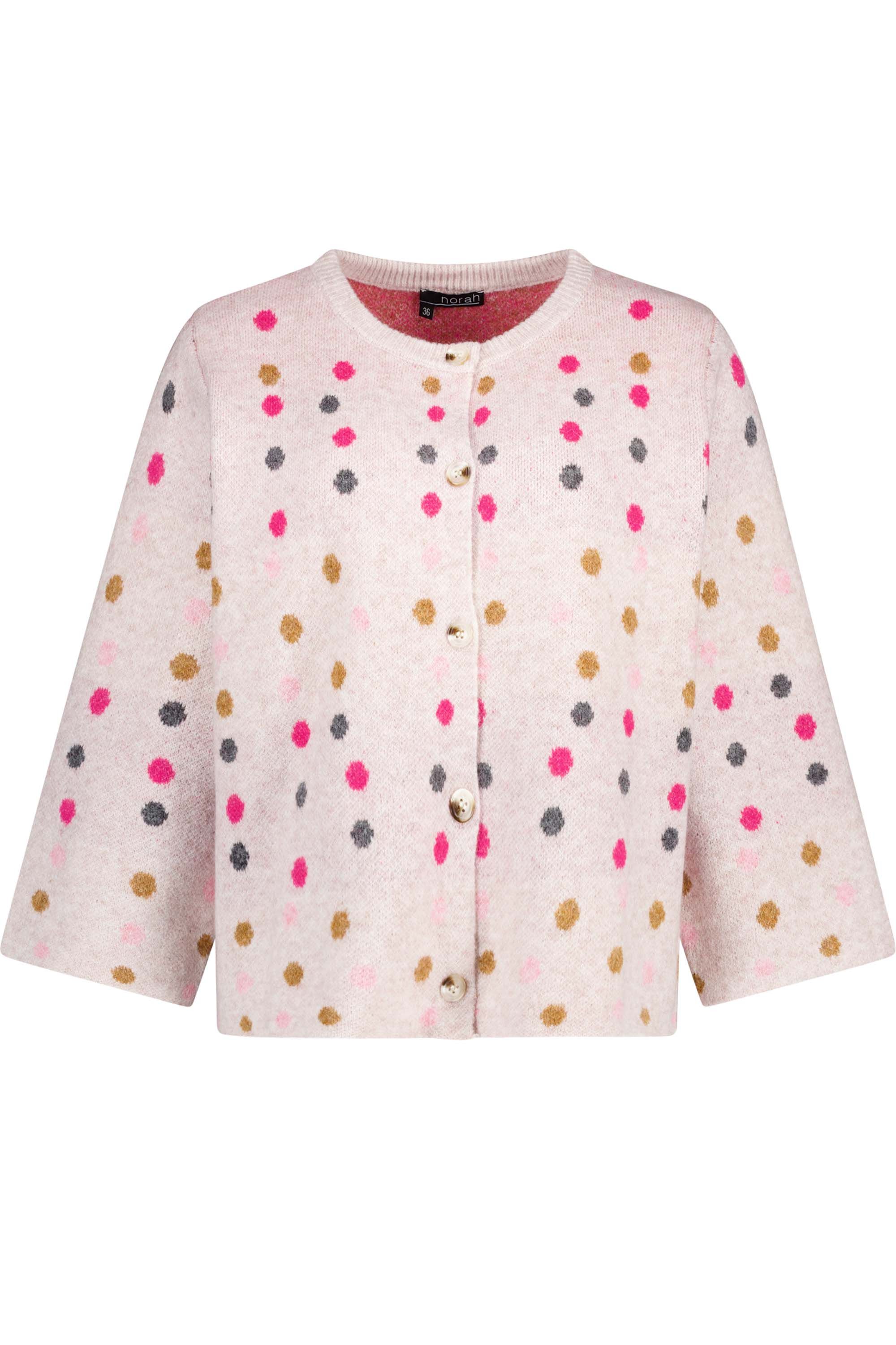 Norah Roze vest met gekleurde stippen pink multicolor 217731-920-48 Norah Roze vest met gekleurde stippen pink multicolor 217731-920-48