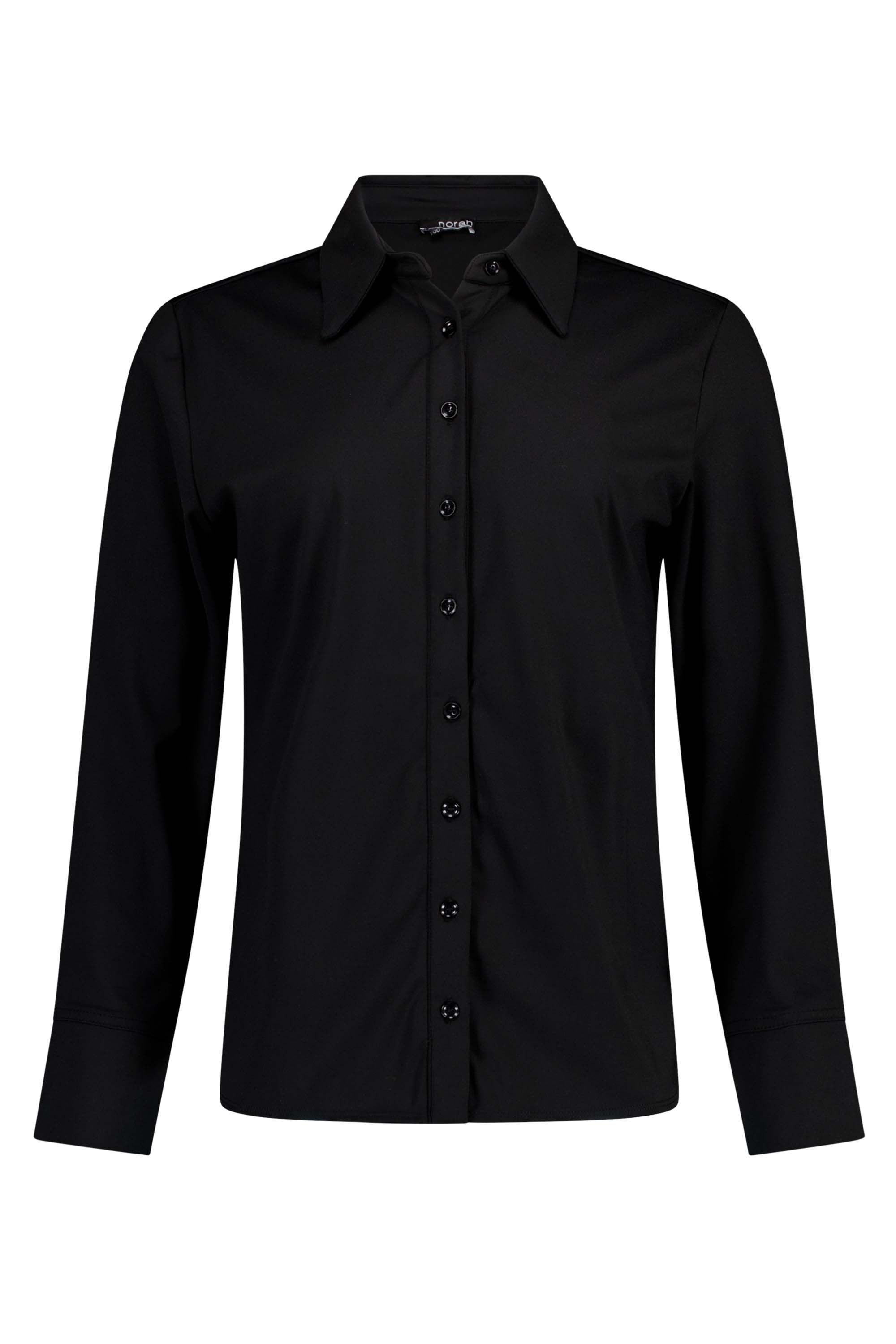 Norah Zwarte blouse van travelstof black 217732-001-48