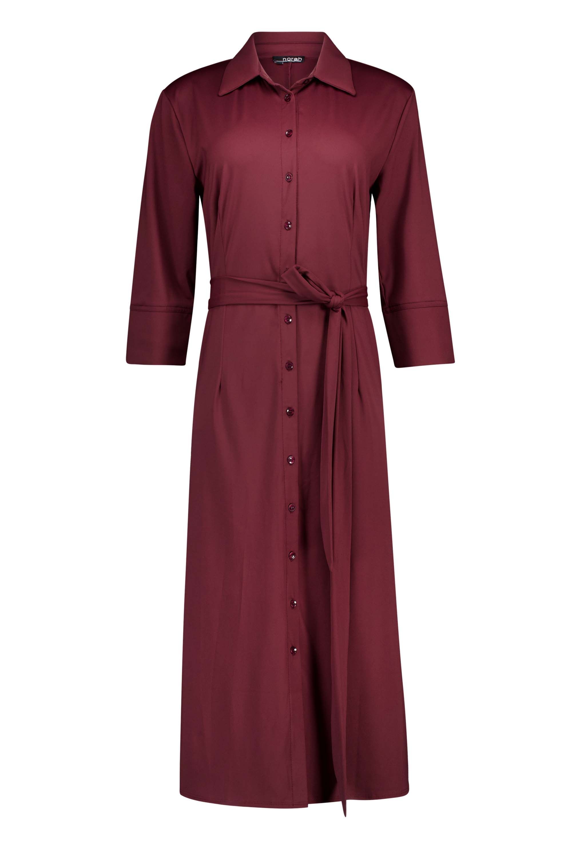 Norah Bordeauxrode midi jurk met ceintuur bordeaux 217733-696-44
