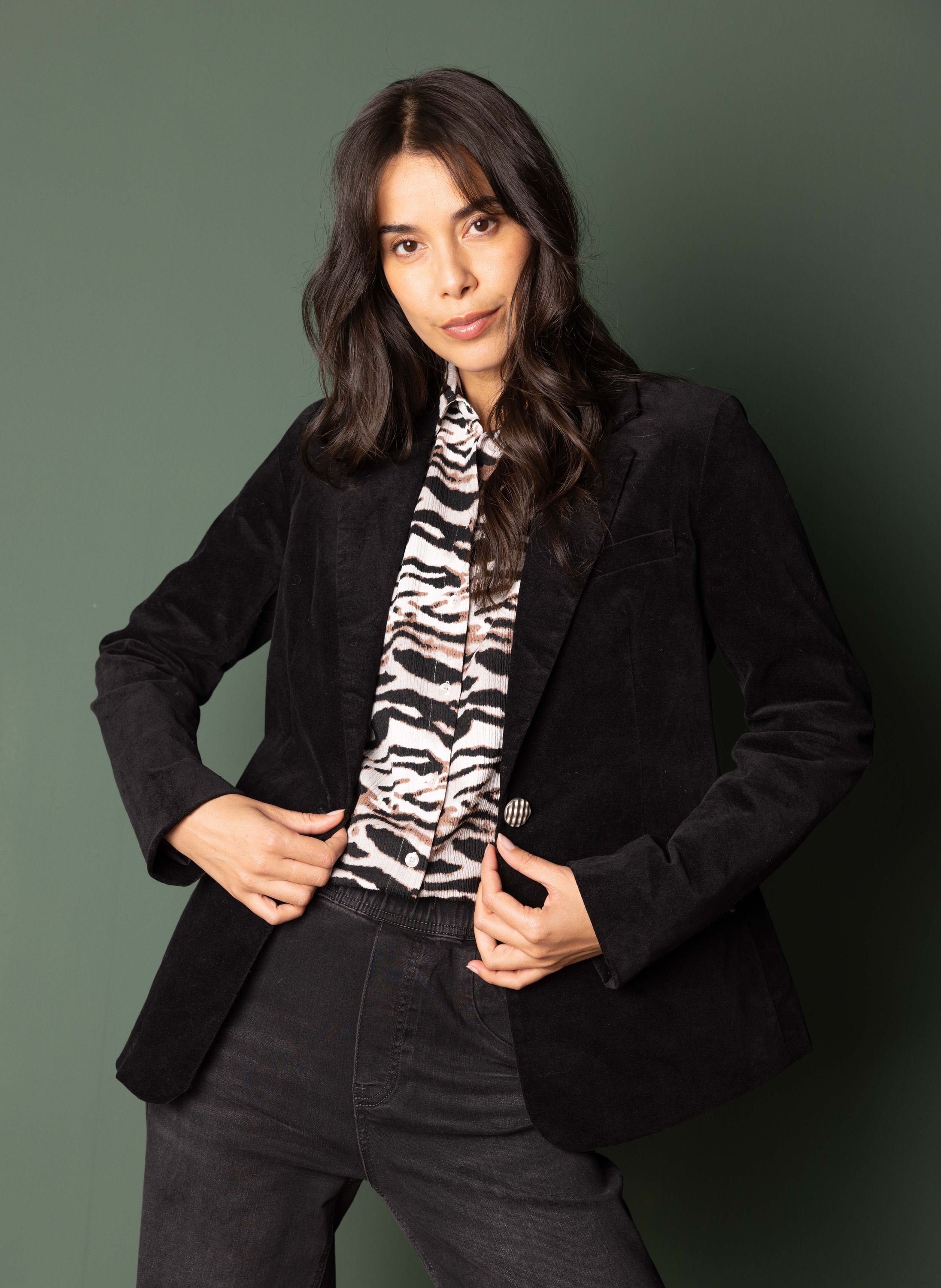 Norah Zwarte velvet blazer black 217735-001-34