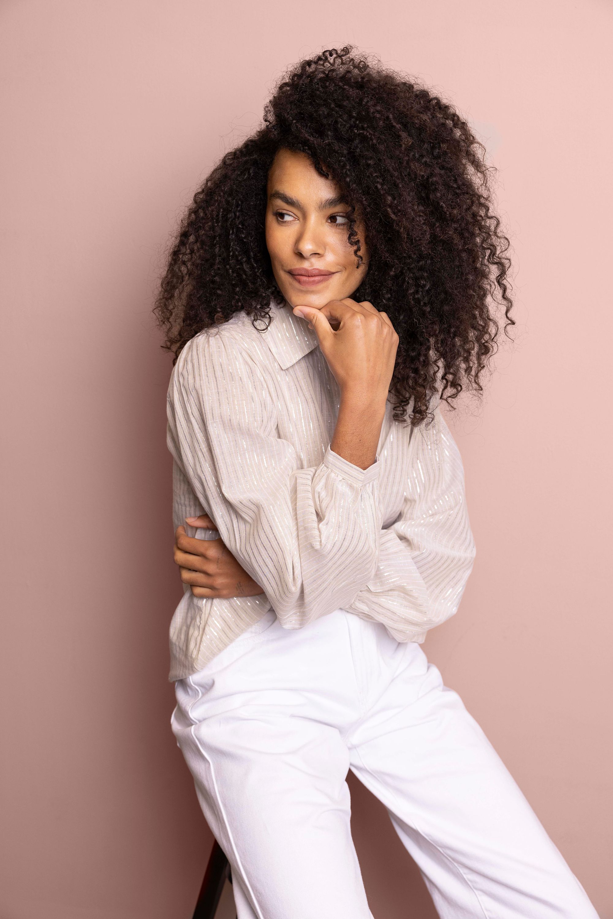 Norah Zandkleurige gestreepte blouse sand multicolor 217736-121-38