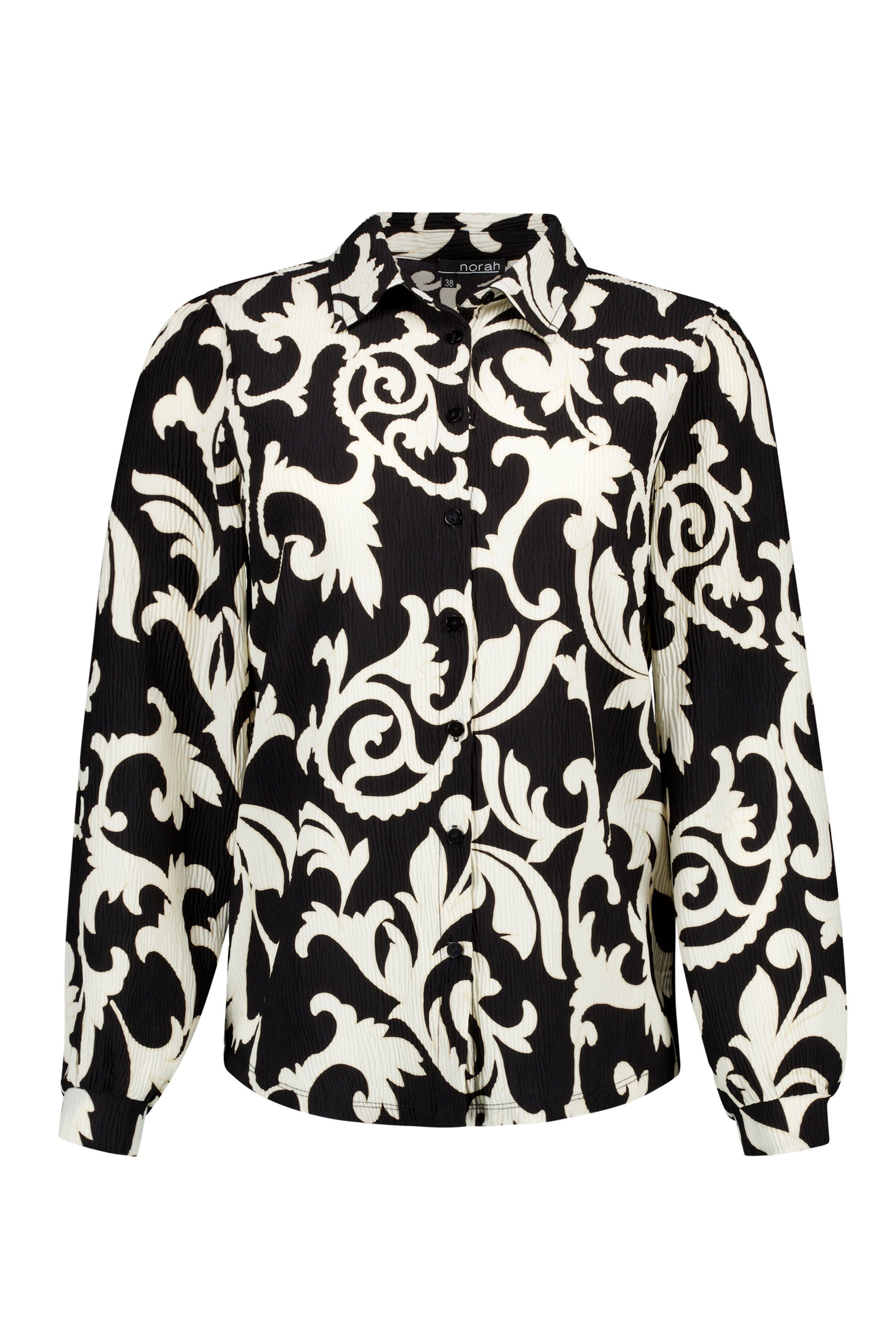 Norah Zwarte blouse met sierlijk dessin black/ecru 217737-041-38