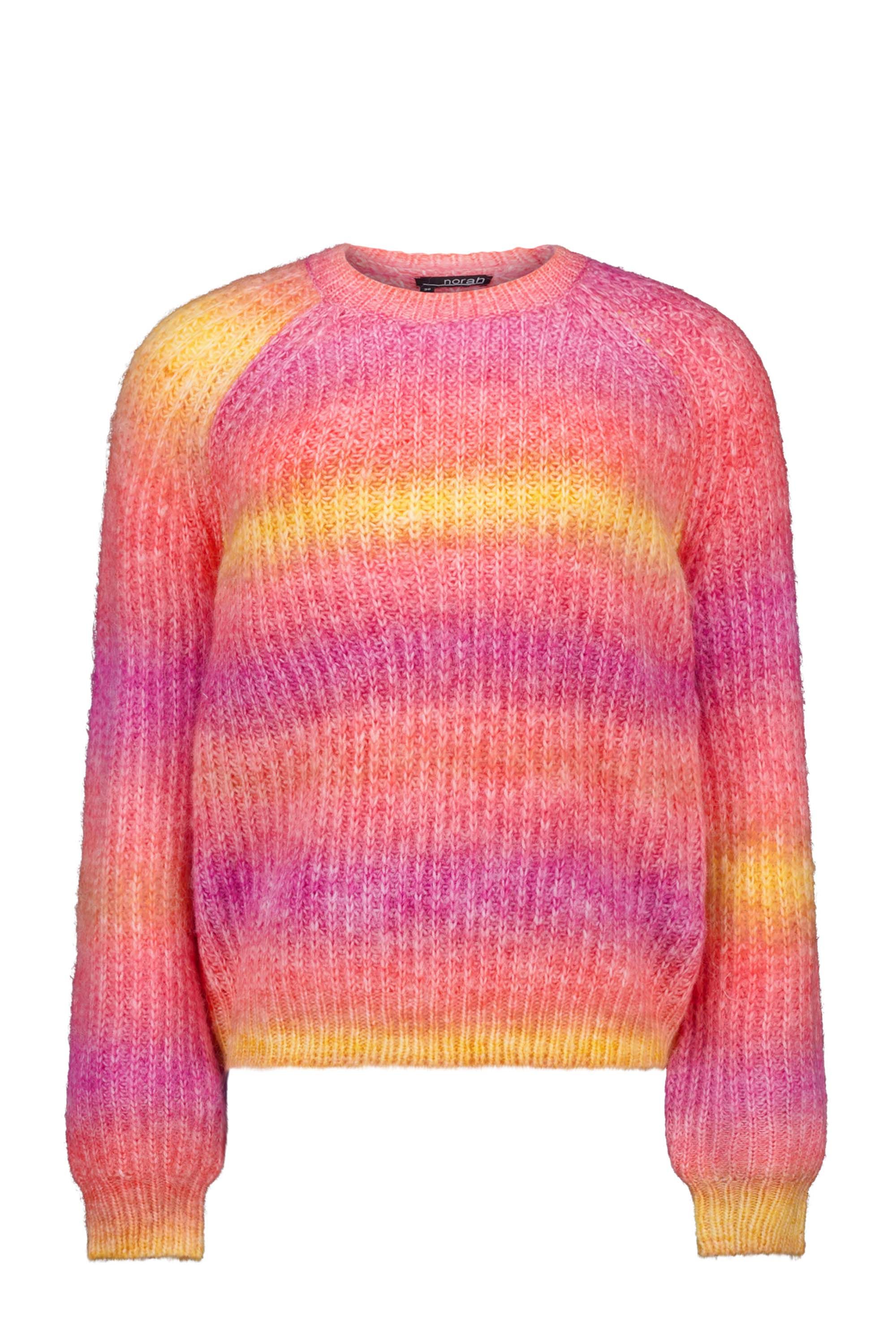 Norah Roze trui met gekleurde strepen pink multicolor 217739-920-34