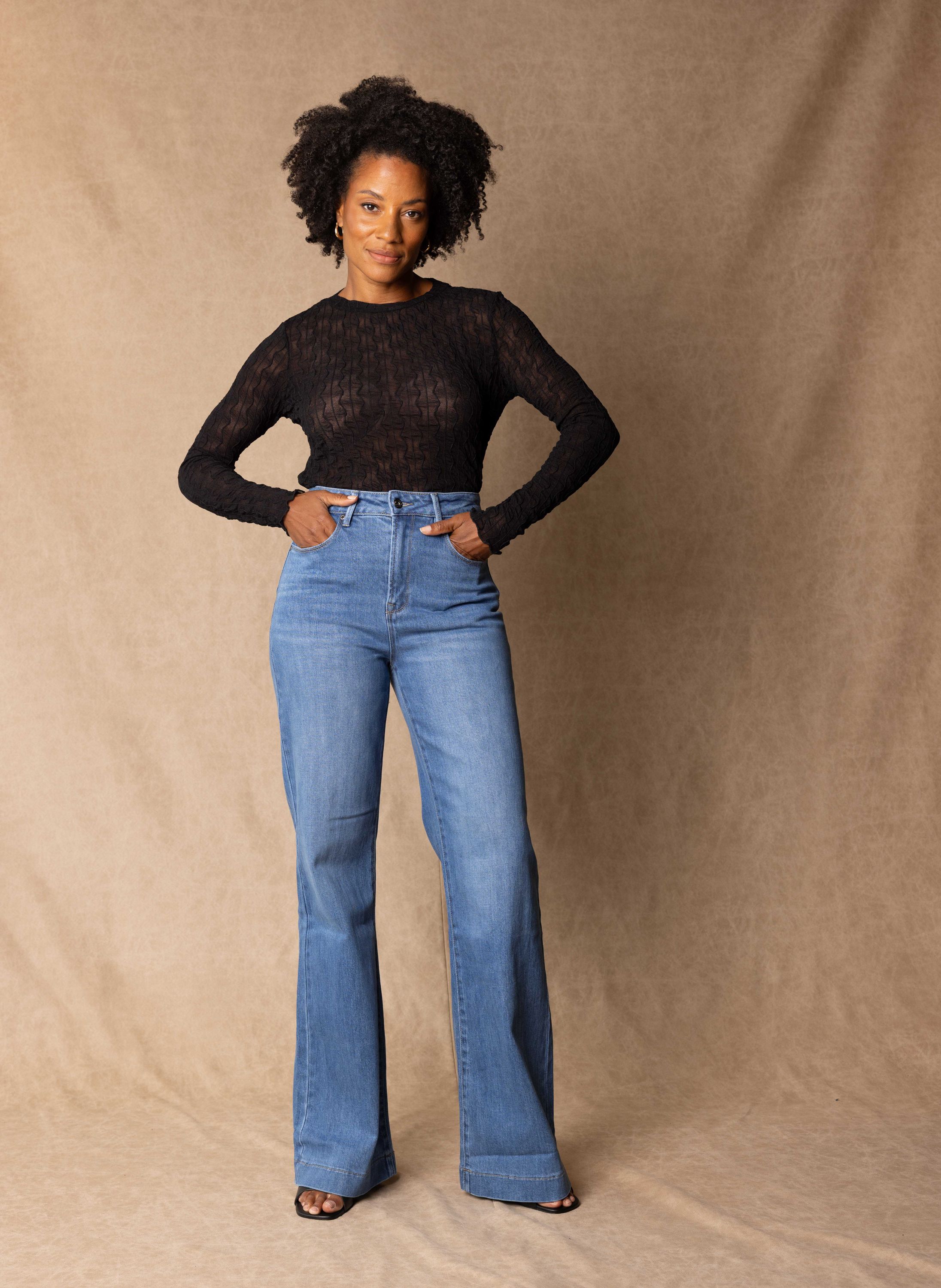 Norah Whitney jeans | Wide | Middenblauw | L32 mid denim 217750-479-42