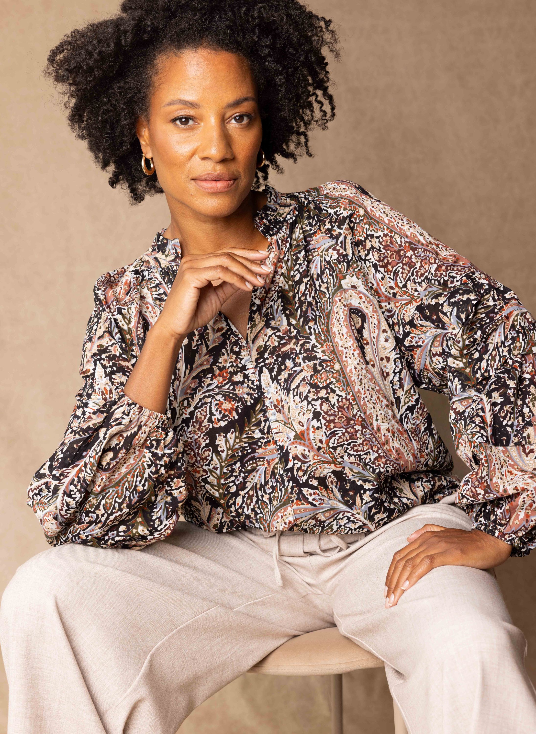 Norah Kleurrijke blouse met paisleypatroon black multicolor 217767-020-38