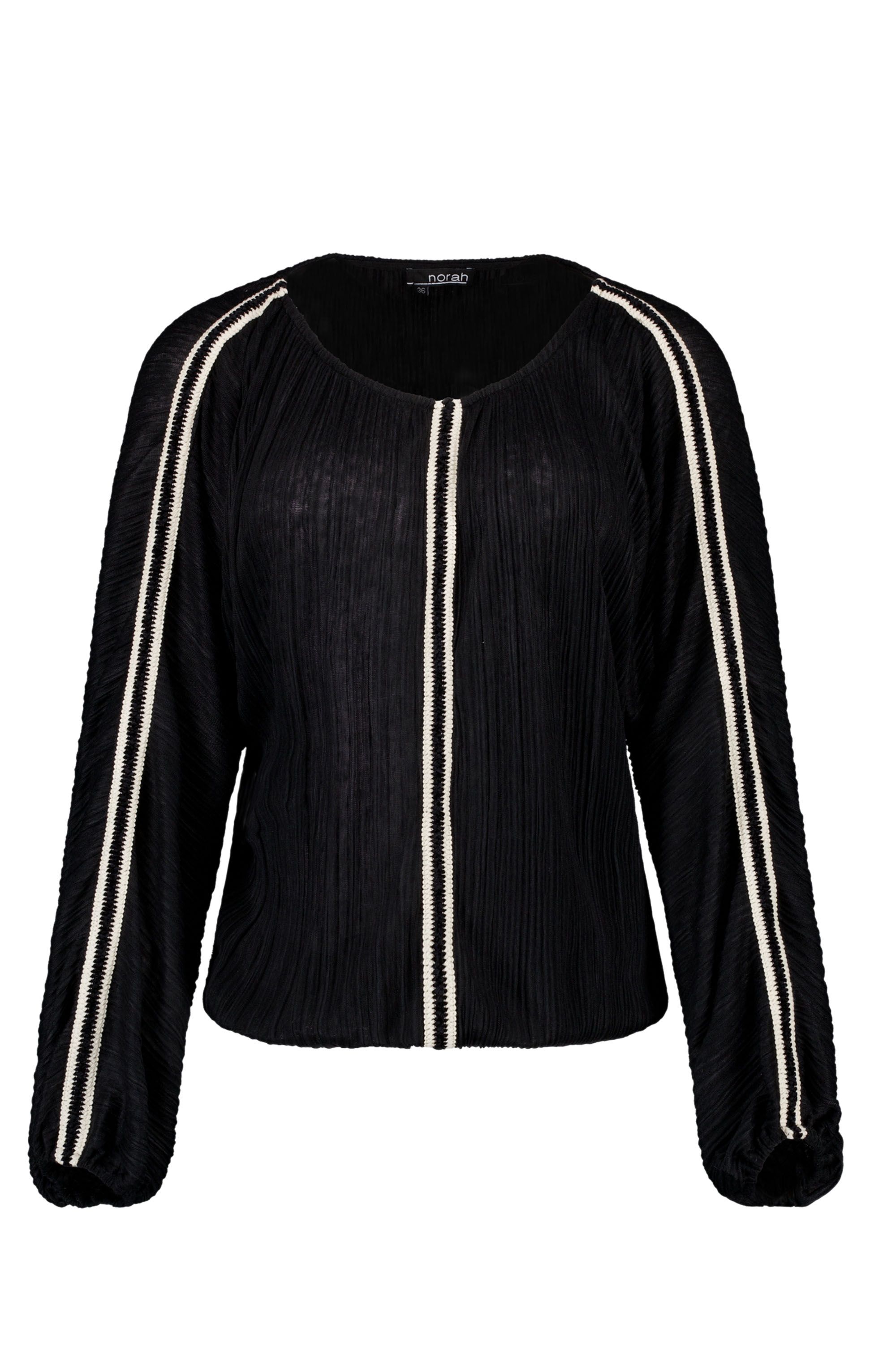 Norah Zwart/ecru shirt met bies black/ecru 217768-041