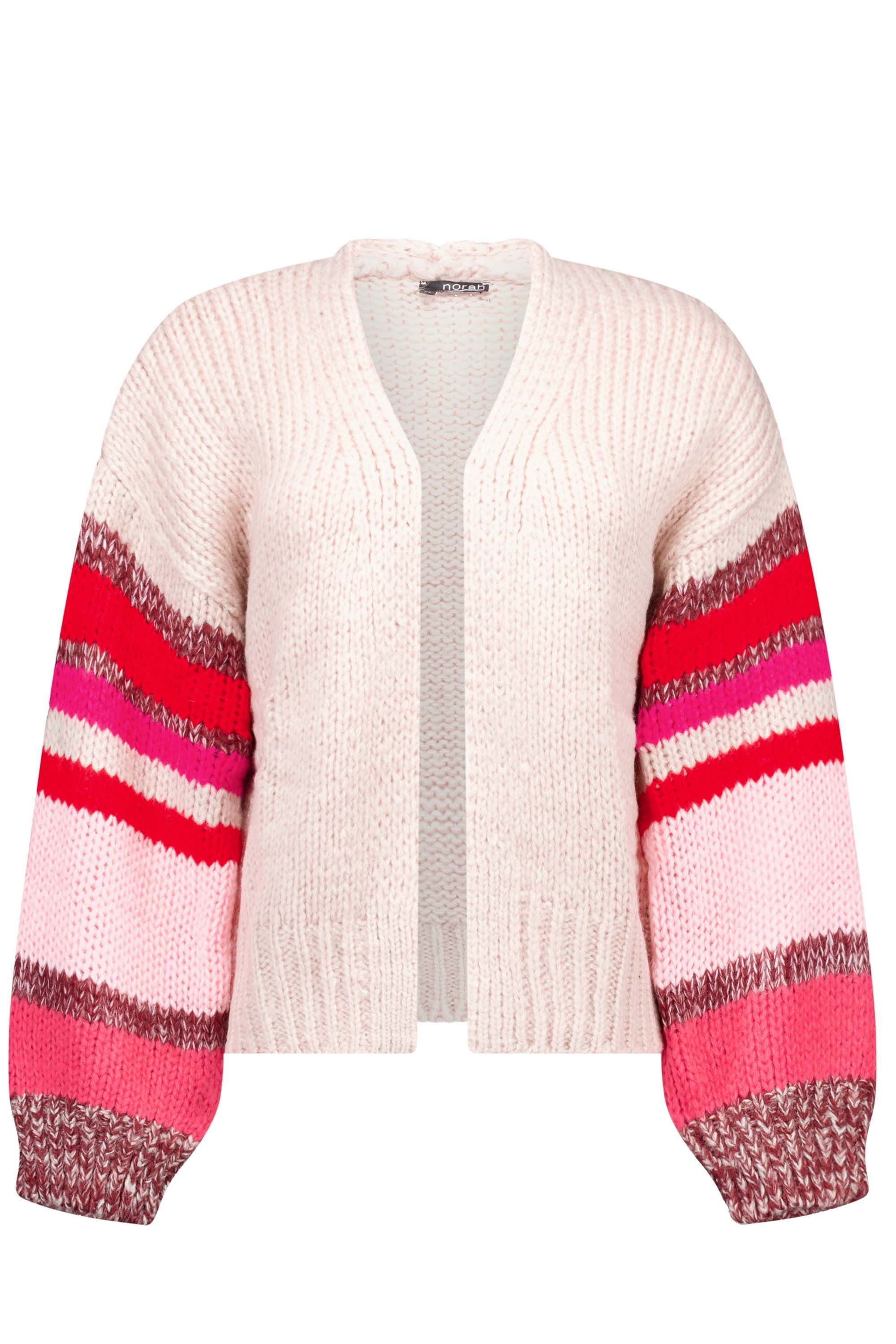 Norah Gebreid vest met gekleurde strepen pink multicolor 217772-920-34 Norah Gebreid vest met gekleurde strepen pink multicolor 217772-920-34