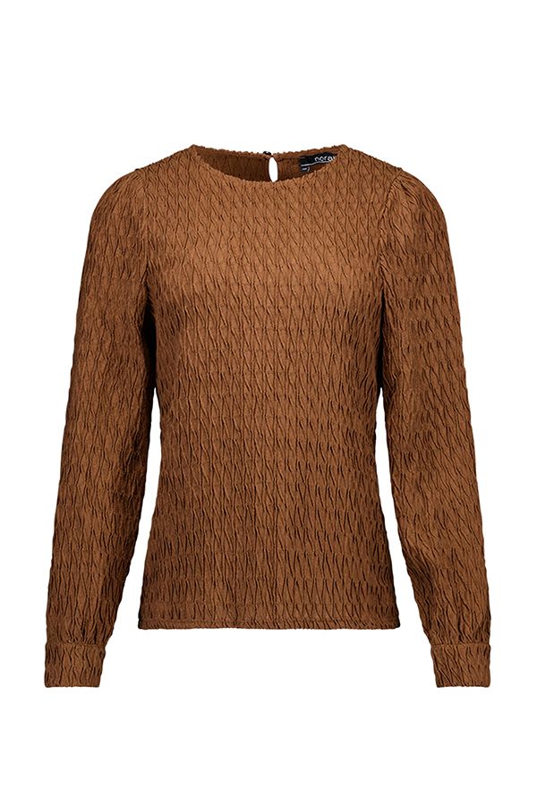 Norah Bruin shirt met structuur mocca 217776-202-46