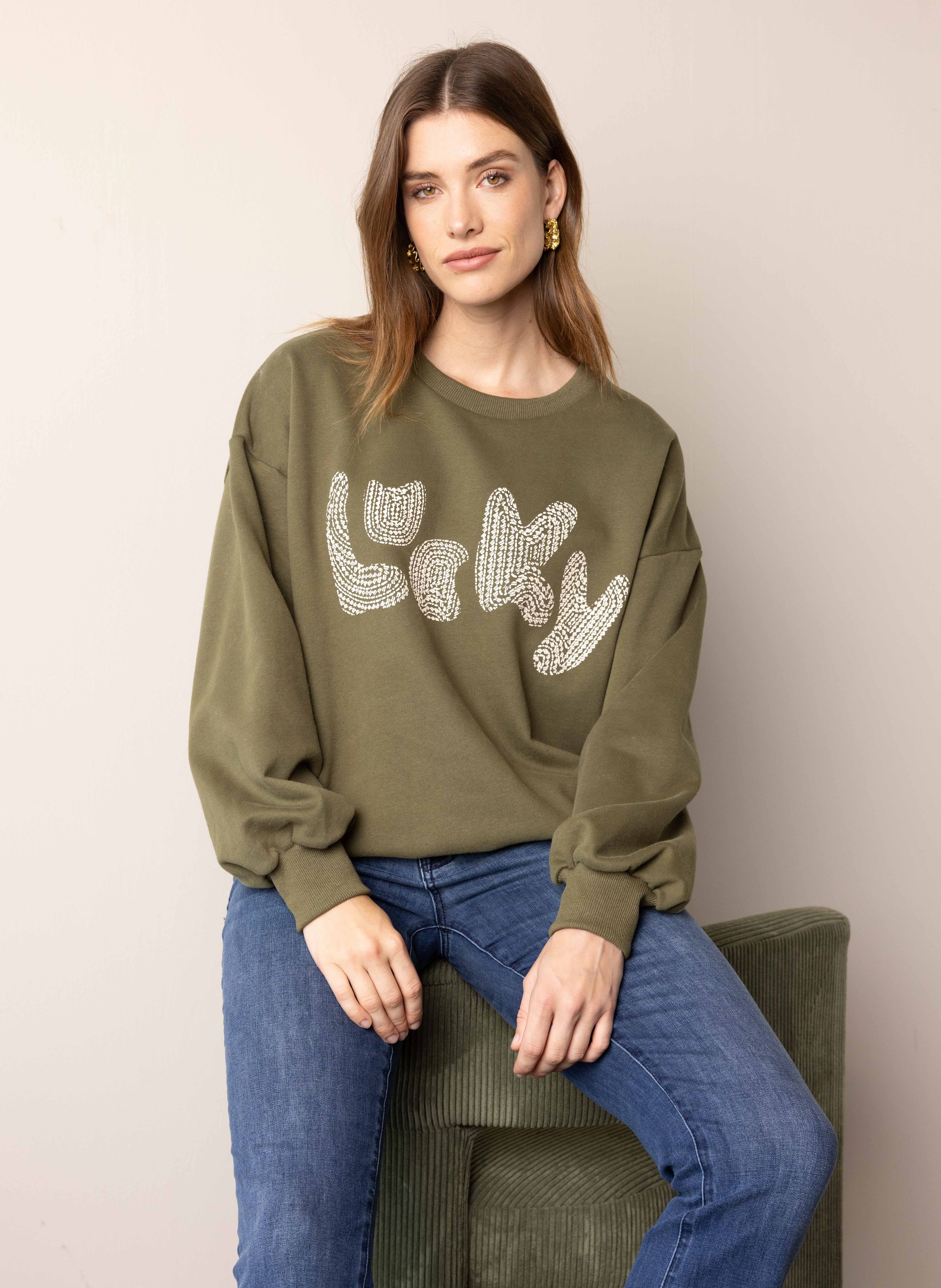 Norah Groene sweater Lucky olive green 217779-594-34