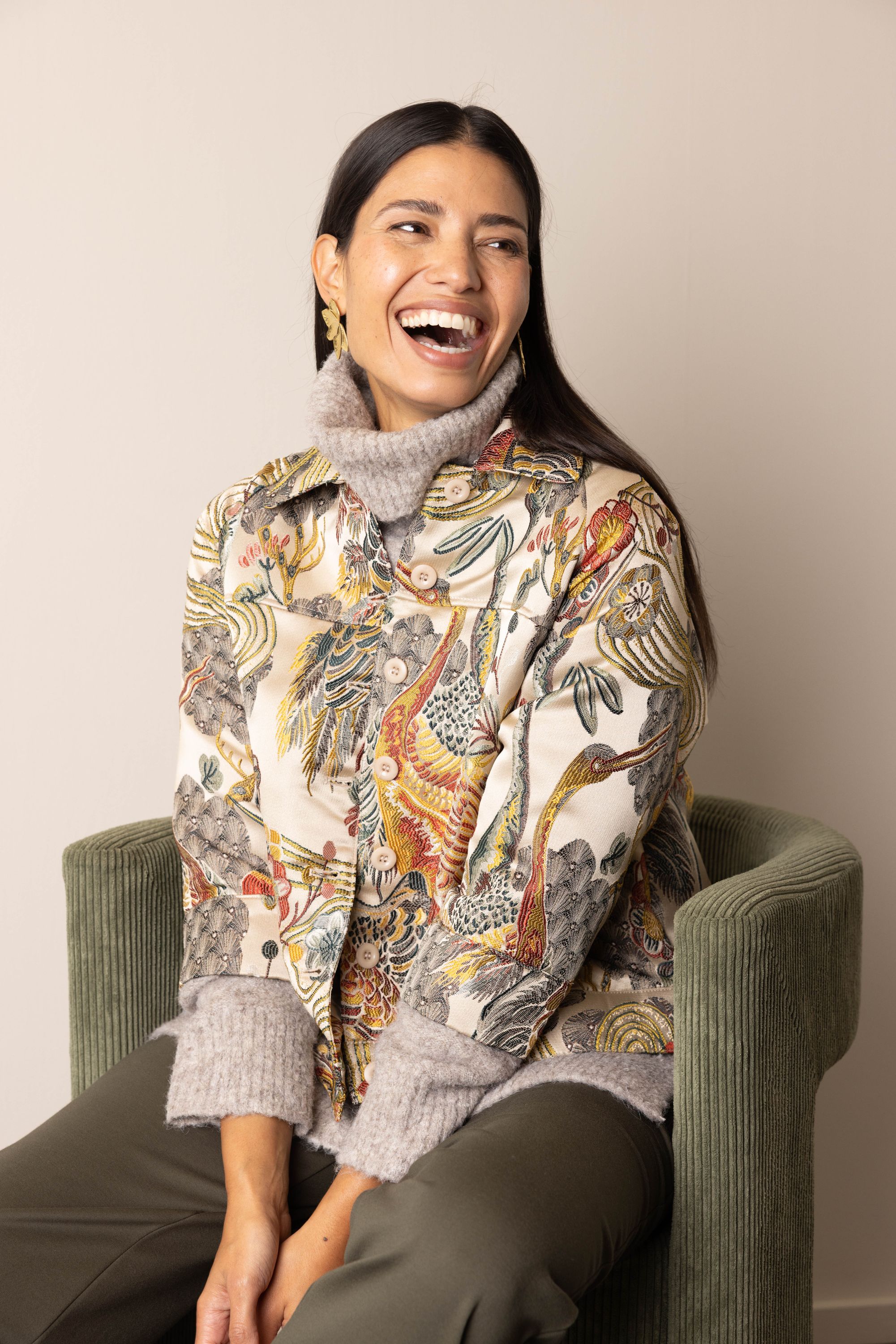 Norah Kleurrijk jasje met sierlijke print sand multicolor 217781-121-48