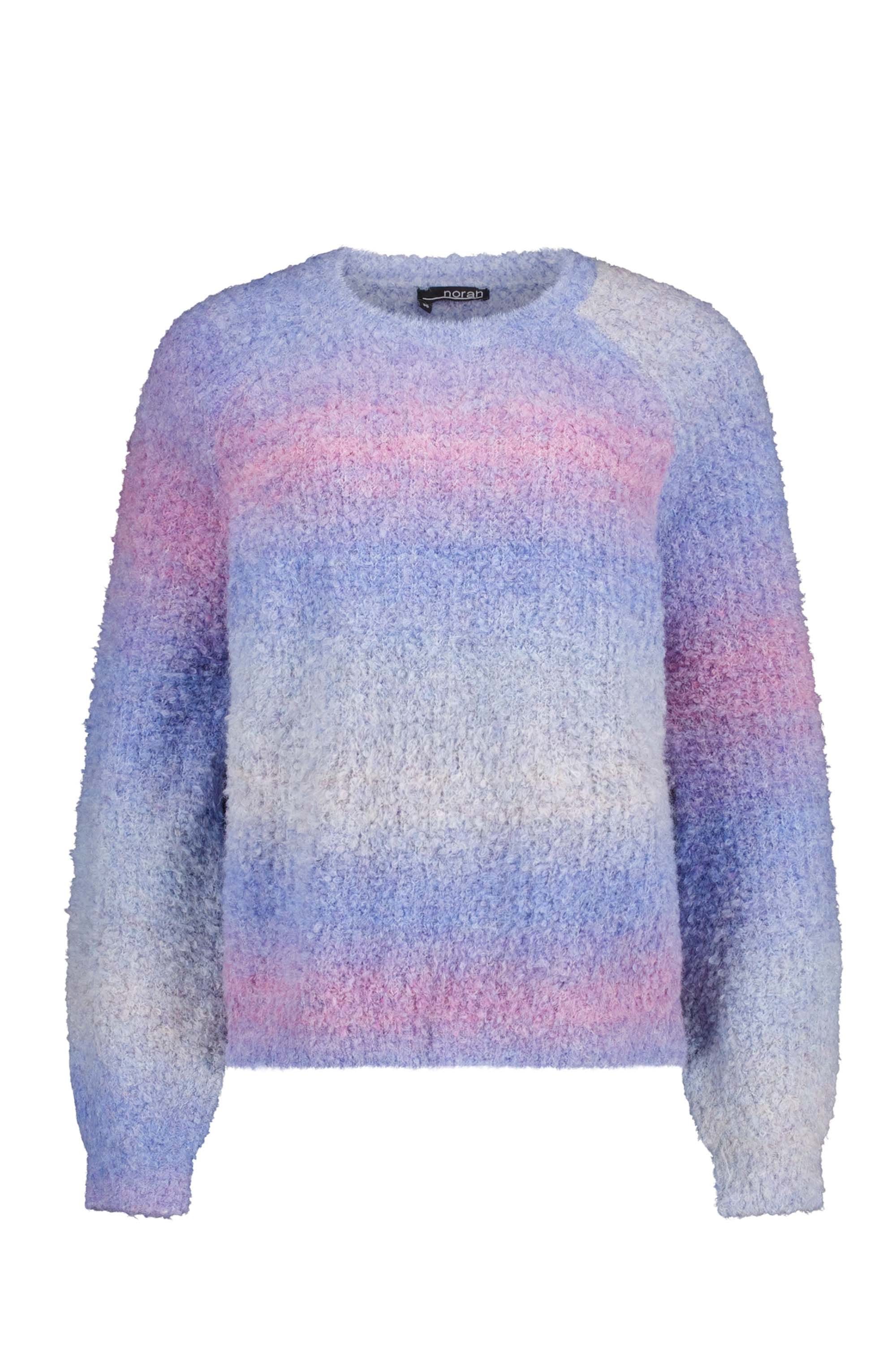Norah Blauwe gebreide trui met overlopende kleuren blue multicolor 217806-420-44 Norah Blauwe gebreide trui met overlopende kleuren blue multicolor 217806-420-44