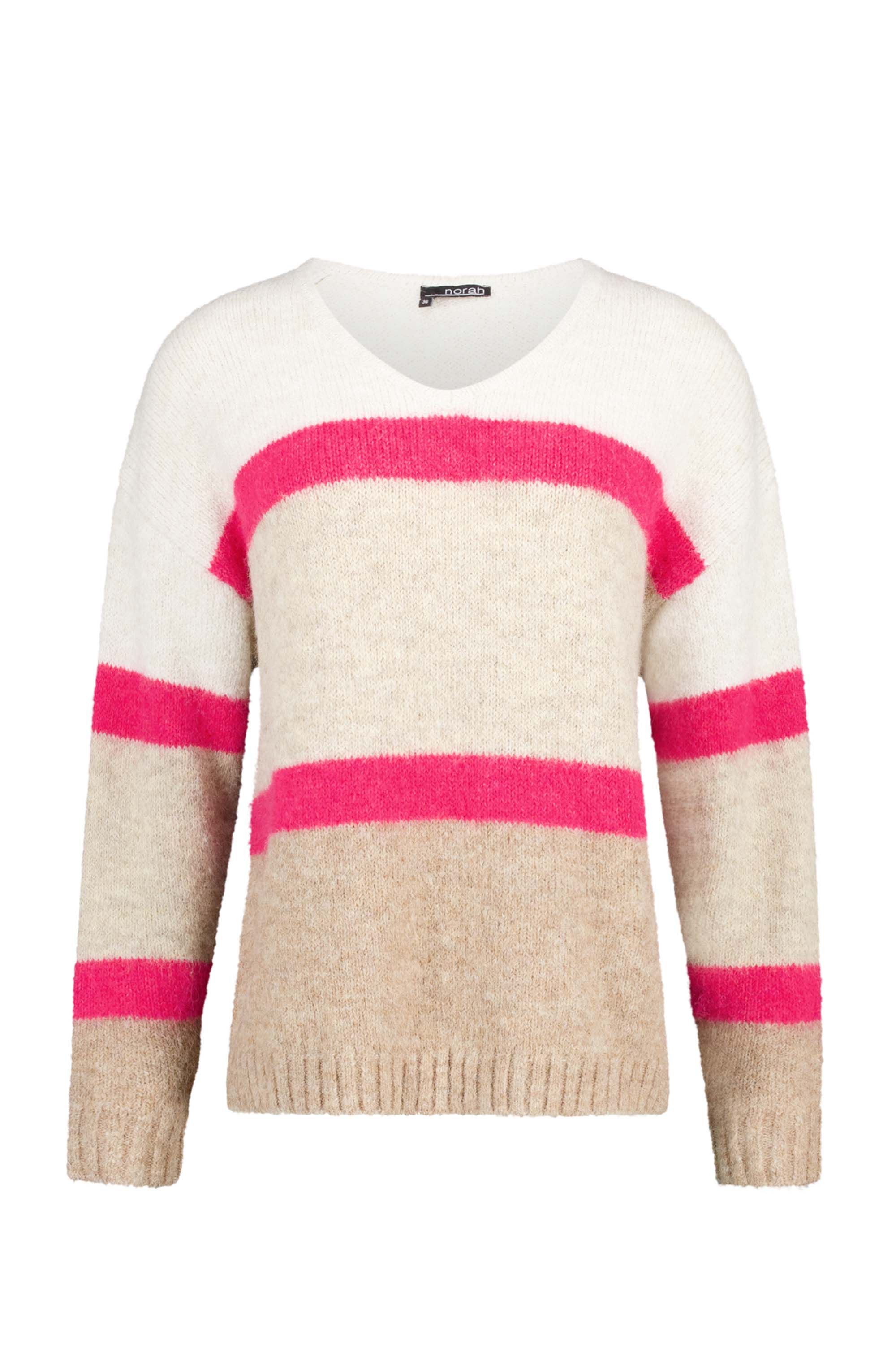 Norah Gebreide trui met roze strepen pink multicolor 217808-920-36 Norah Gebreide trui met roze strepen pink multicolor 217808-920-36