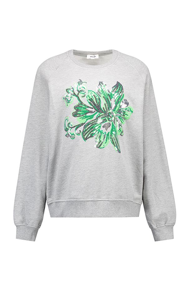 Norah Sweater met bloem grey melange 217812-050-46