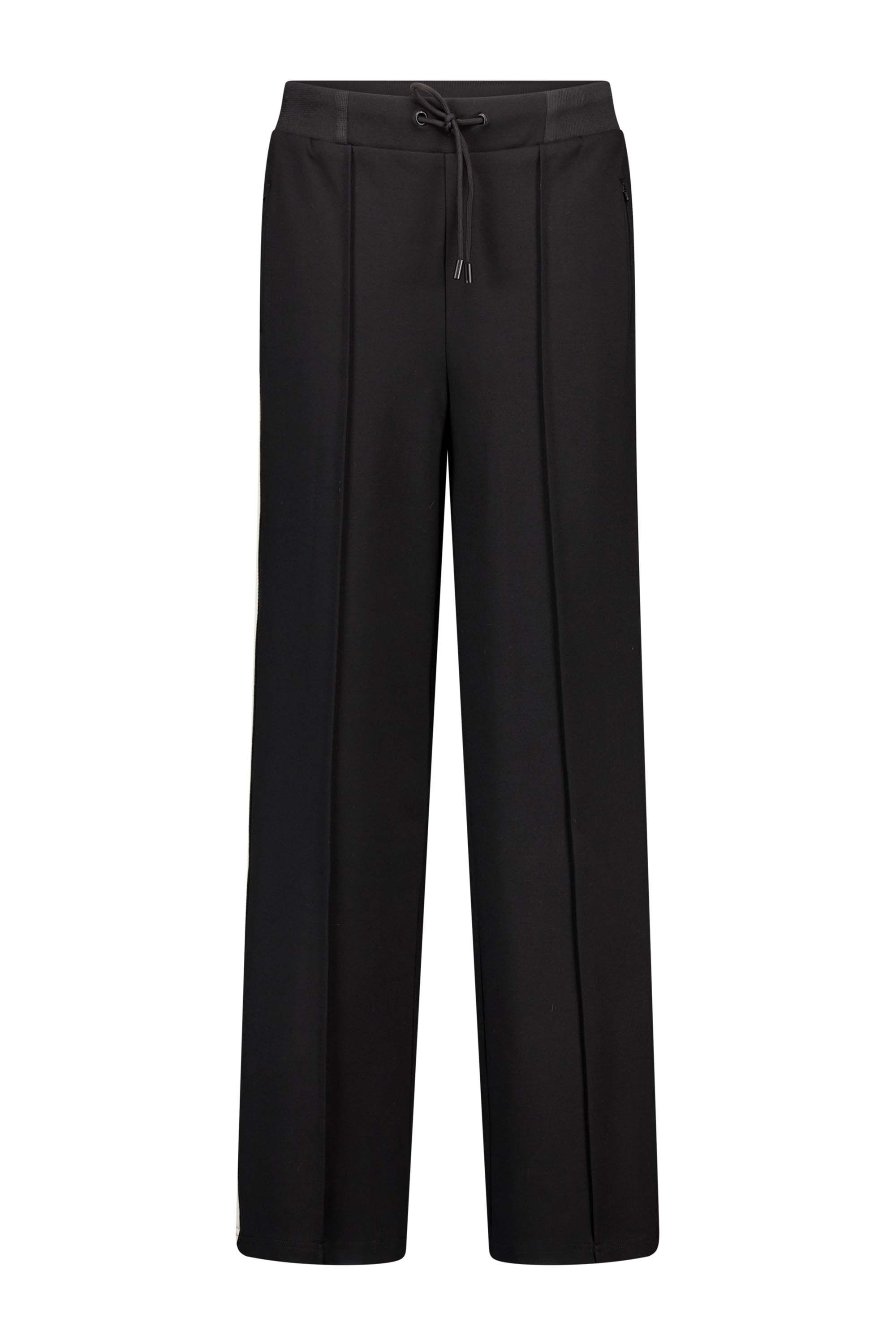 Norah Zwarte rechte broek met goudkleurige en zwarte bies black 217816-001-44