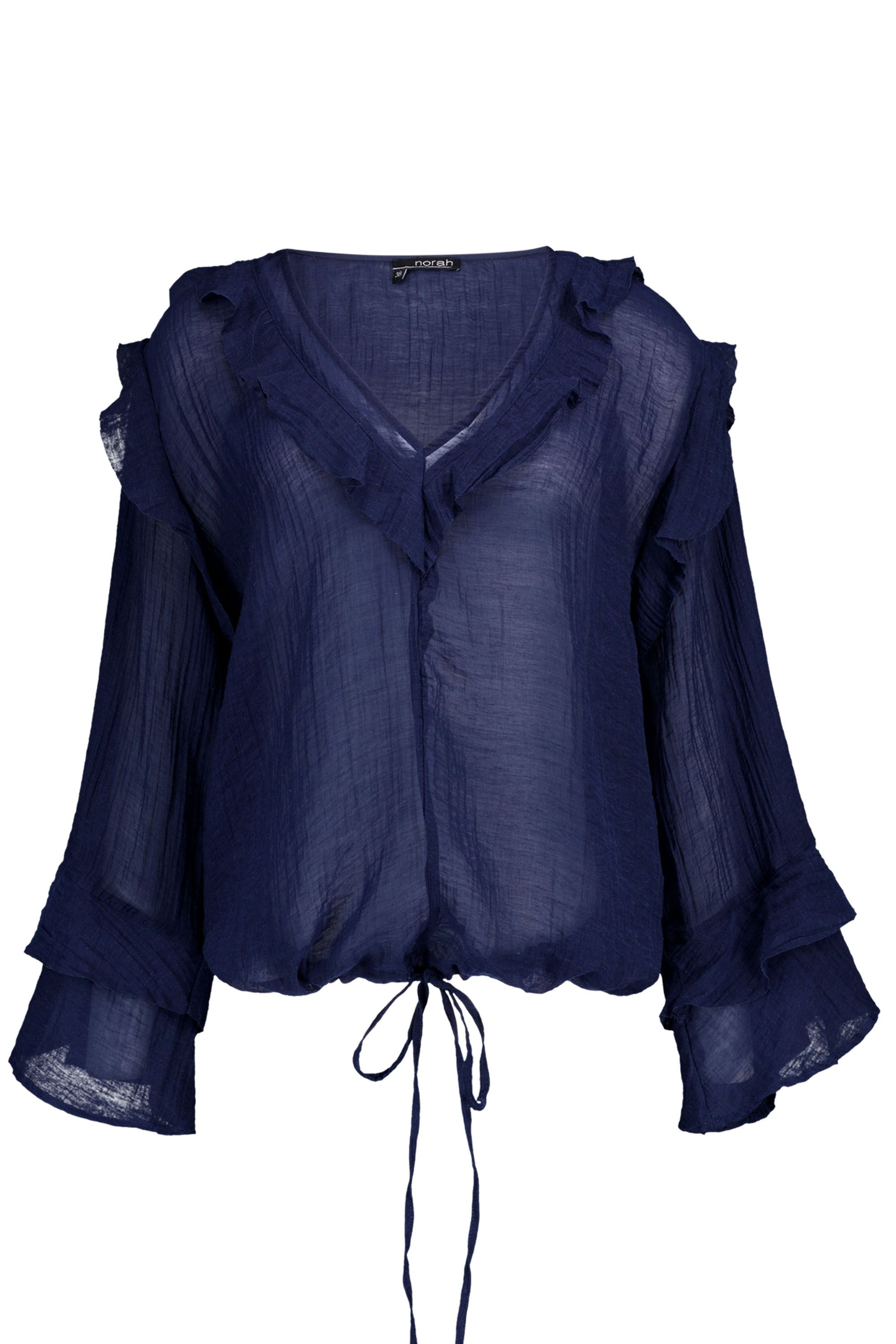 Norah Donkerblauwe blouse met ruches navy 217822-492