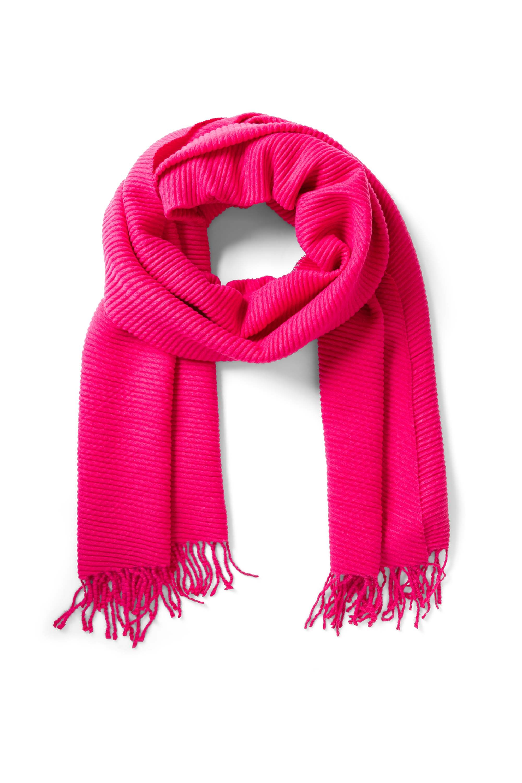 Norah Roze gebreide sjaal met geribde structuur en franjes pink 217830-900-ONE