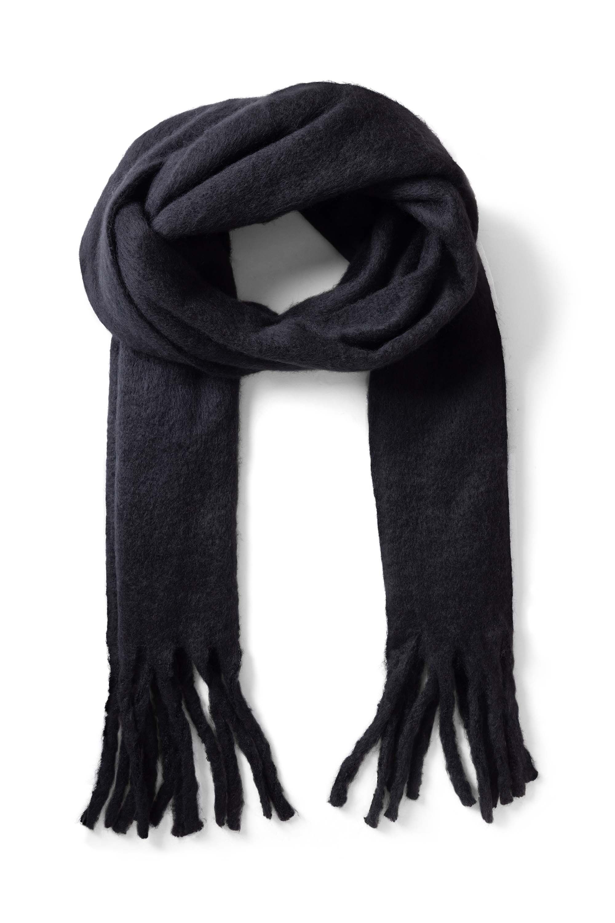 Norah Zwarte gebreide sjaal met franjes black 217834-001-ONE