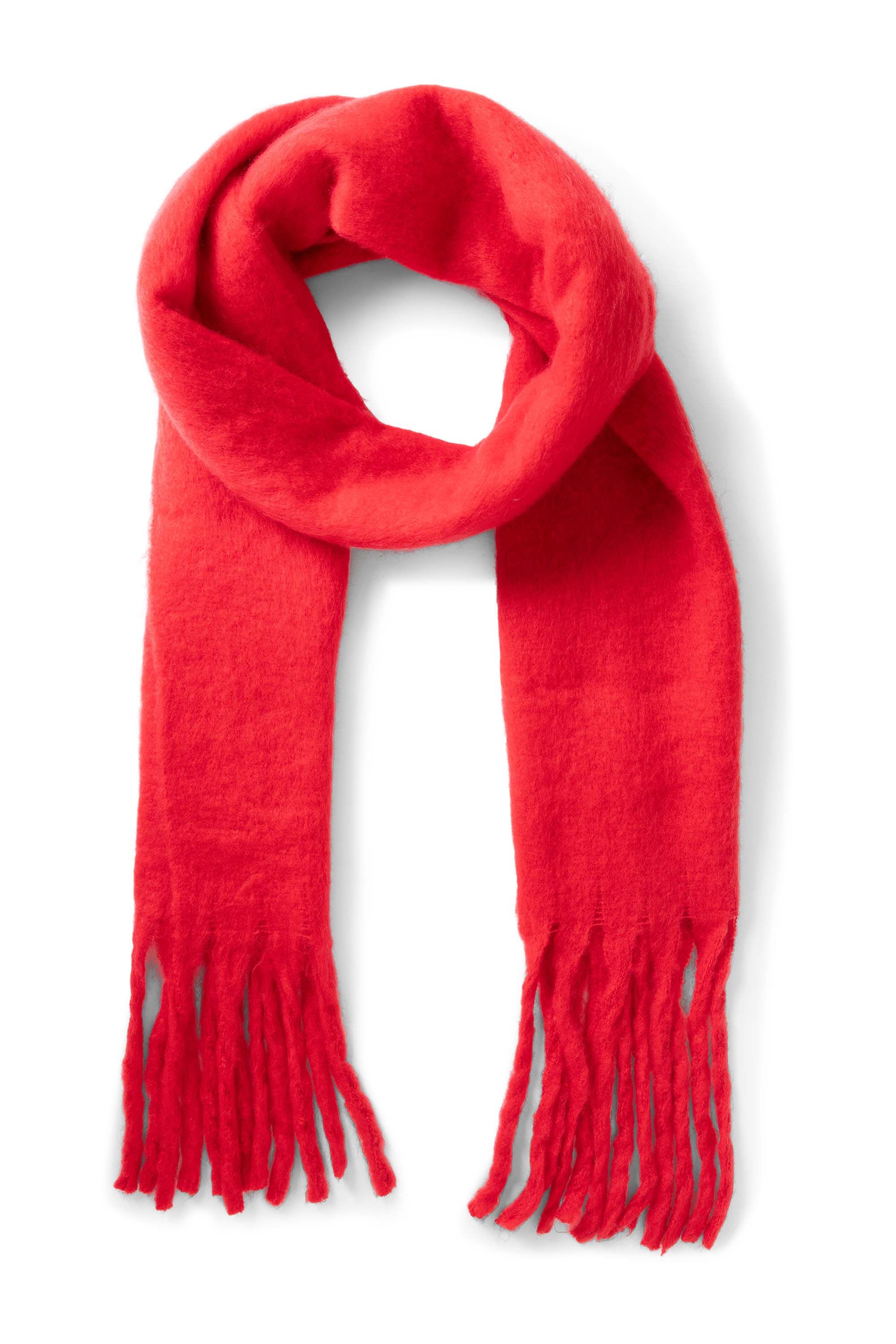 Norah Rode gebreide sjaal met franjes red 217834-600-ONE